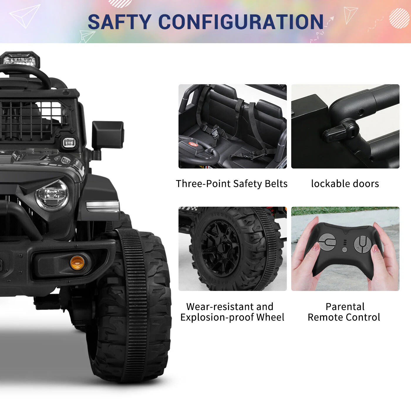 Kimbosmart 24V Electric Battery-Powered Children's Ride-On Vehicle Truck Featuring LED Lights, MP3 Player, and Bluetooth Connectivity - Image 9