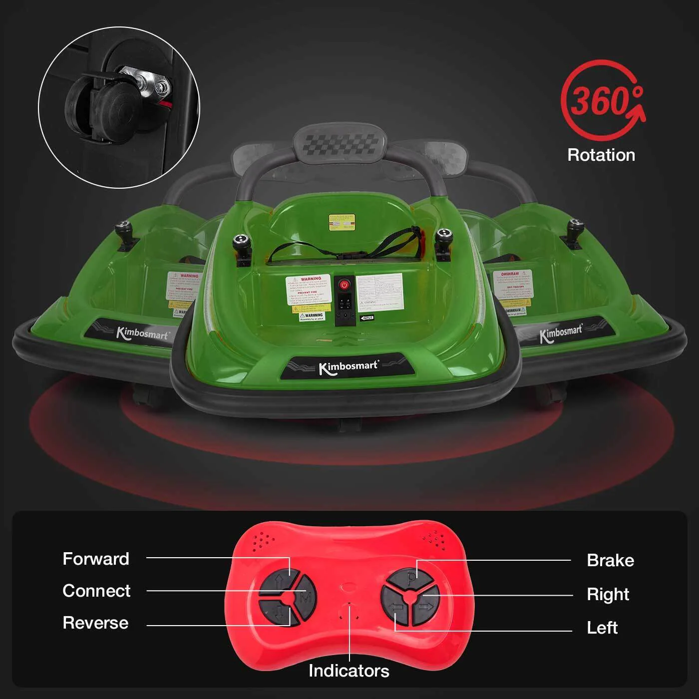 Kimbosmart Electric Bumper Car for Kids - Remote Controlled 360° Spin Ride-On - Image 6