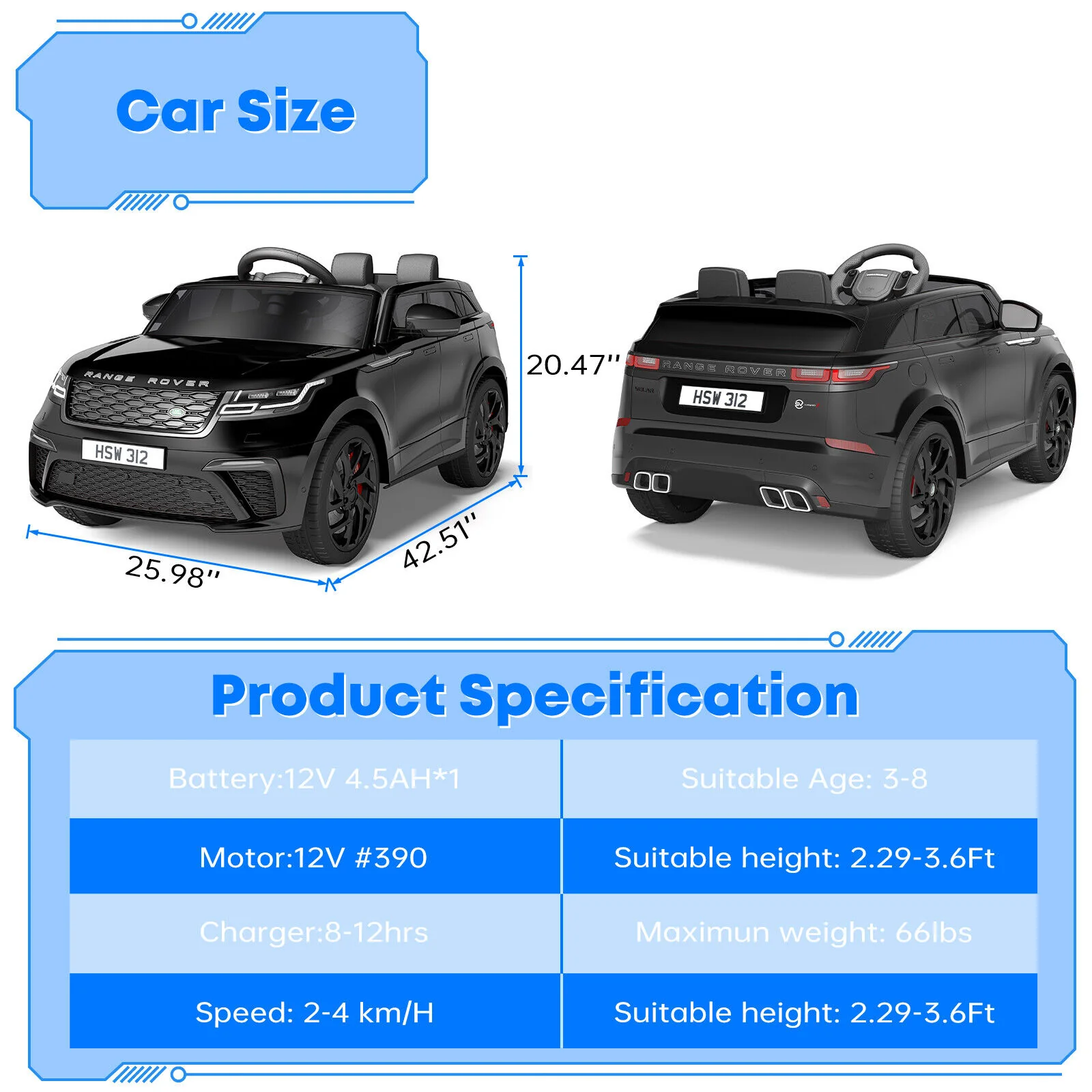 Licensed 12V Rover Electric Ride-On Car for Kids with Remote Control and Music Player - Image 4