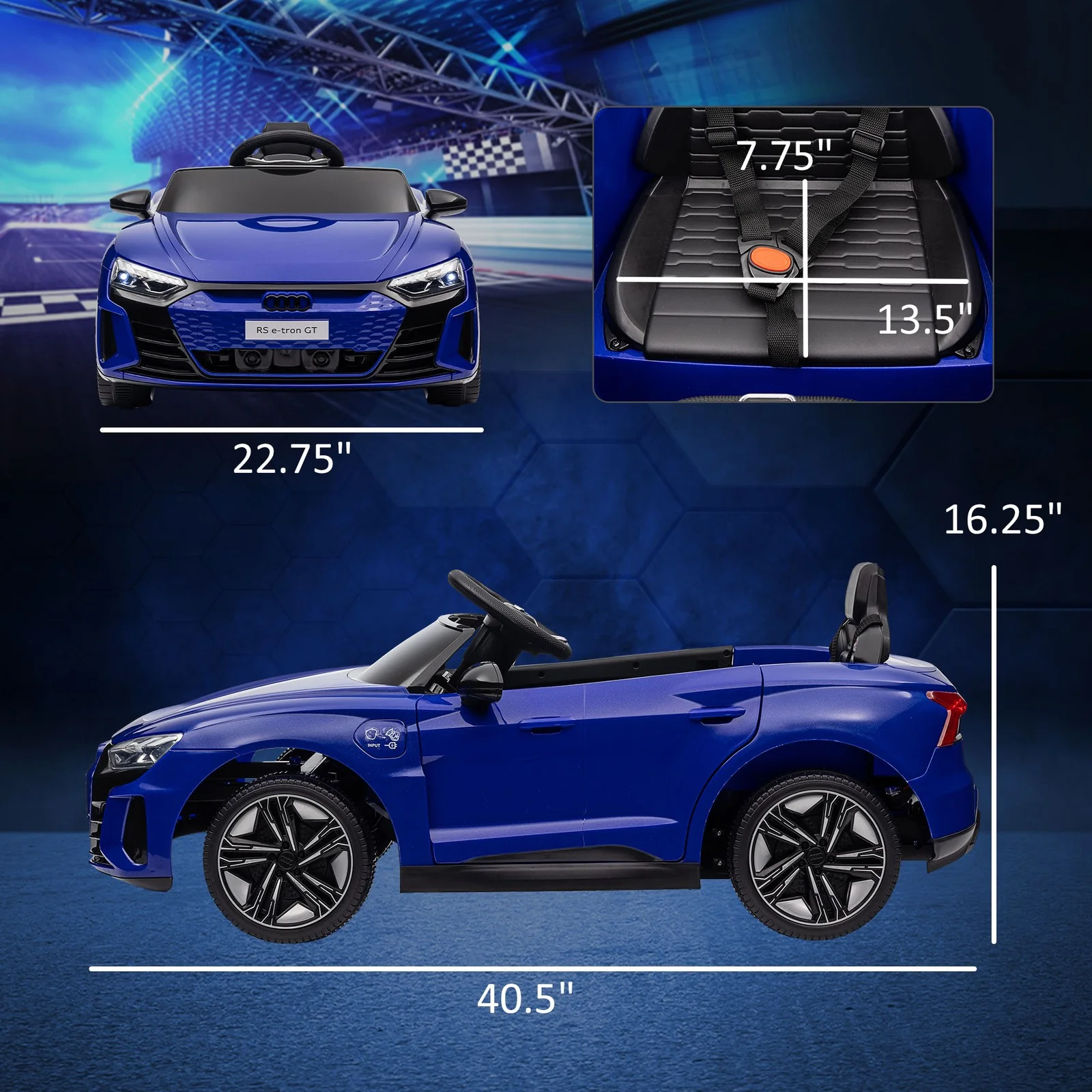 12V Electric Audi Ride-On Car with Remote Control, Horn - Dark Blue - Image 3