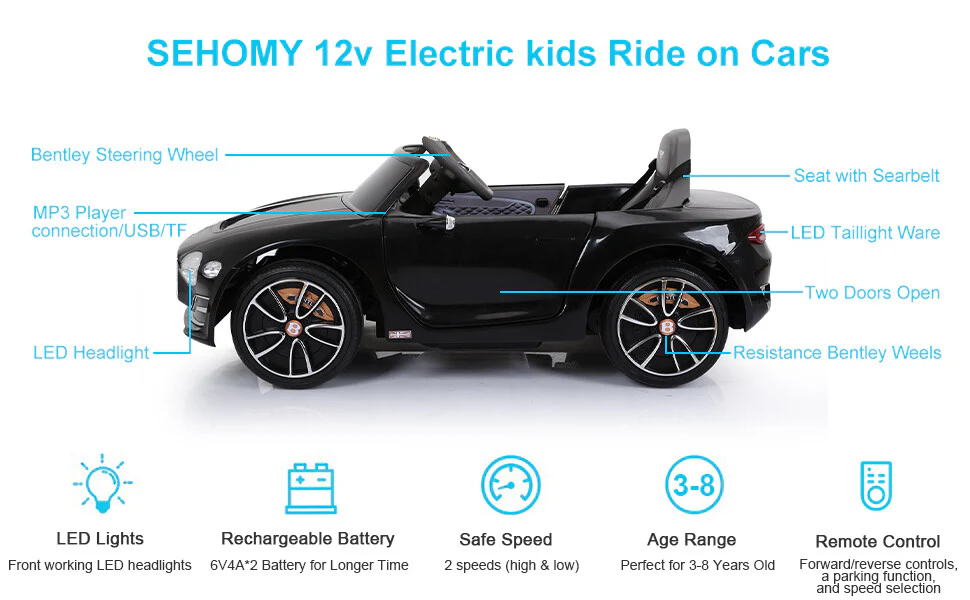 12V Kids Electric Ride-On Car with Remote Control and Licensed Bentley Design - Image 24