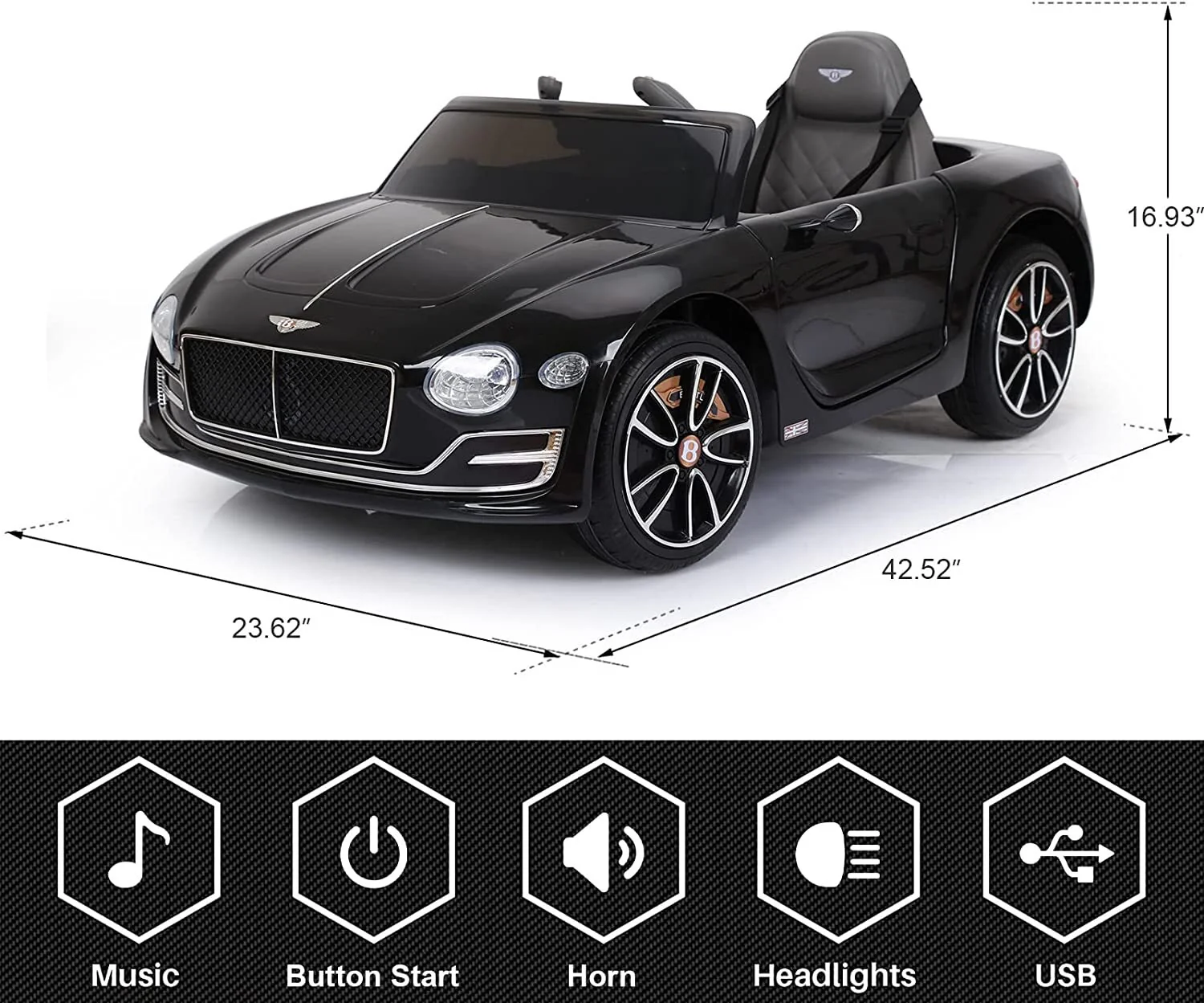 12V Kids Electric Ride-On Car with Remote Control and Licensed Bentley Design - Image 26