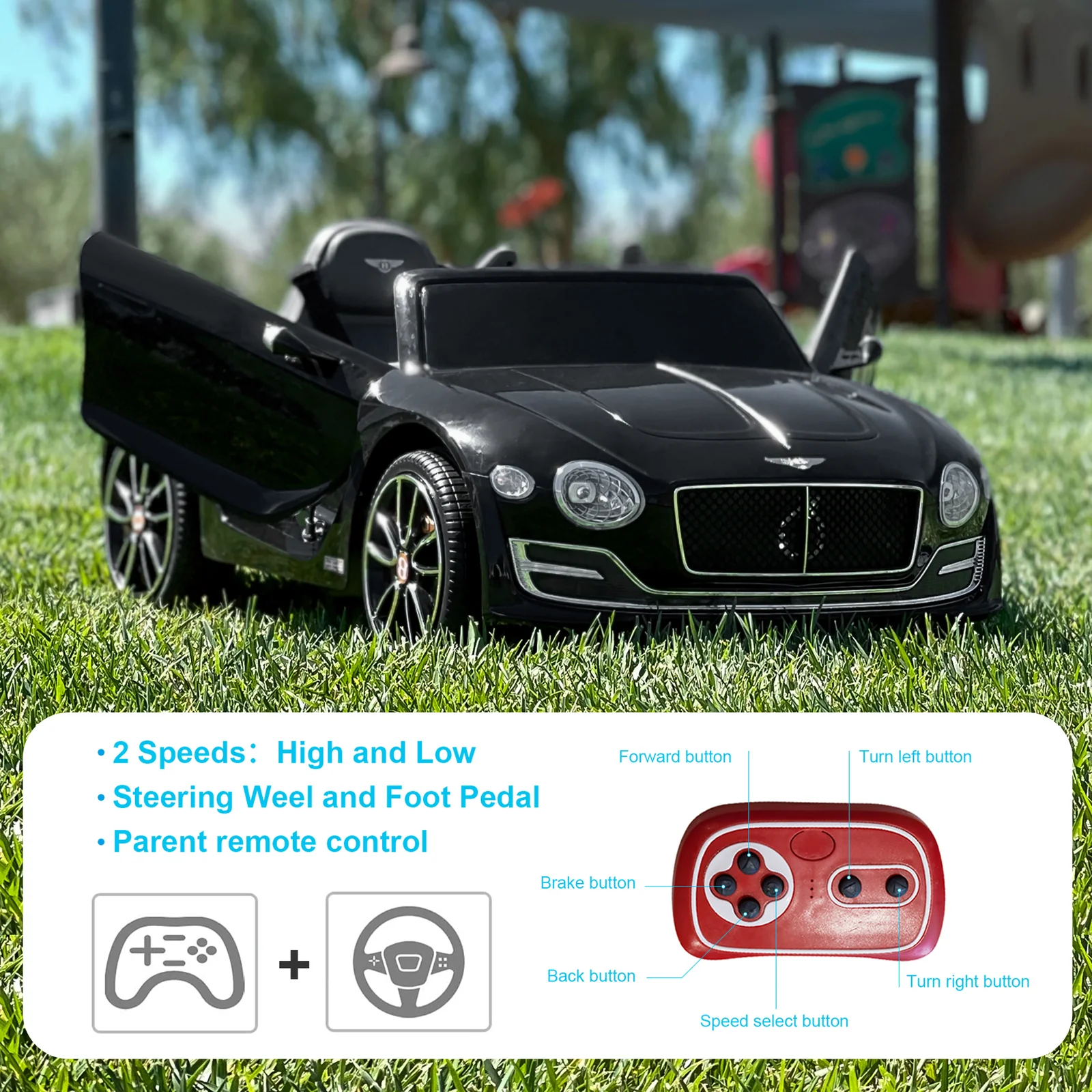 12V Kids Electric Ride-On Car with Remote Control and Licensed Bentley Design - Image 4