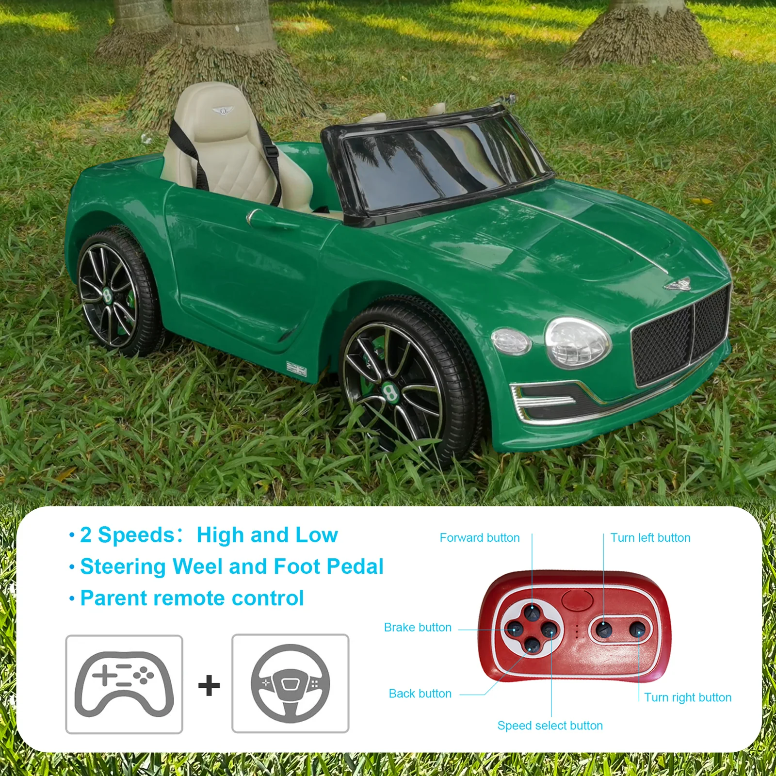 Licensed Bentley Style 12V Kids Electric Ride-On Car with Remote Control - Image 3