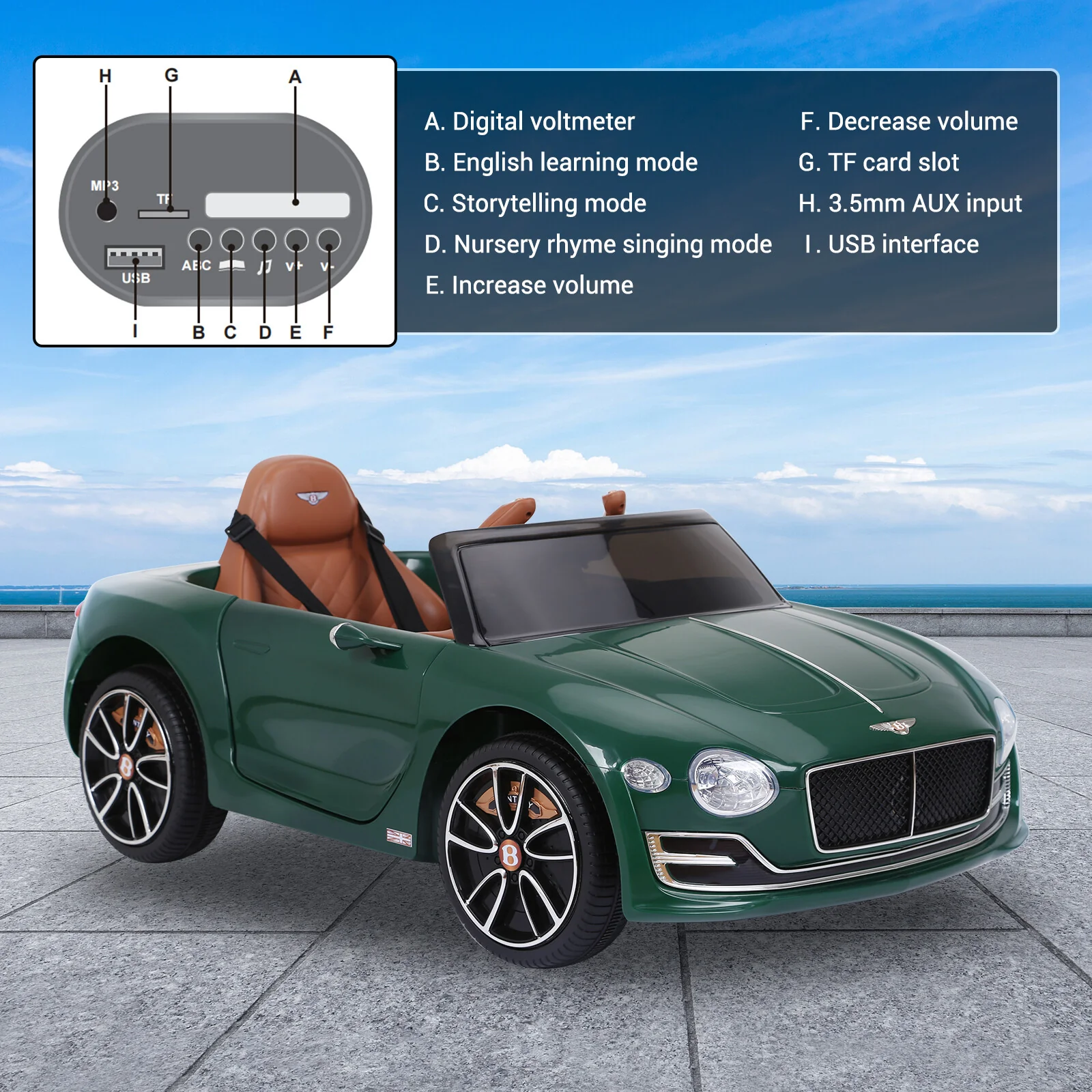 Licensed Bentley Style 12V Kids Electric Ride-On Car with Remote Control - Image 7