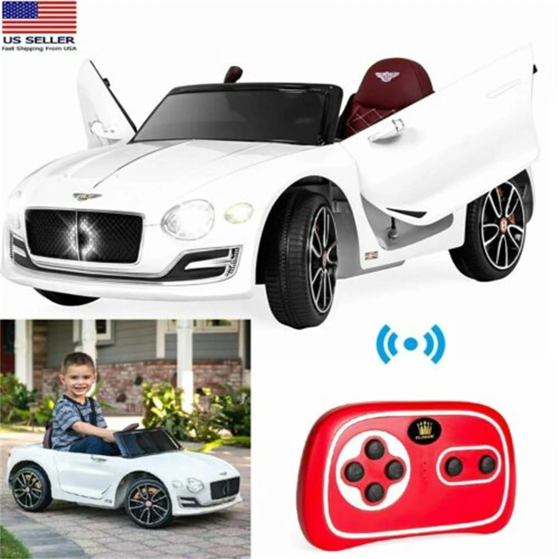 Licensed Bentley Style 12V Kids Electric Ride-On Car with 2.4G Remote Control