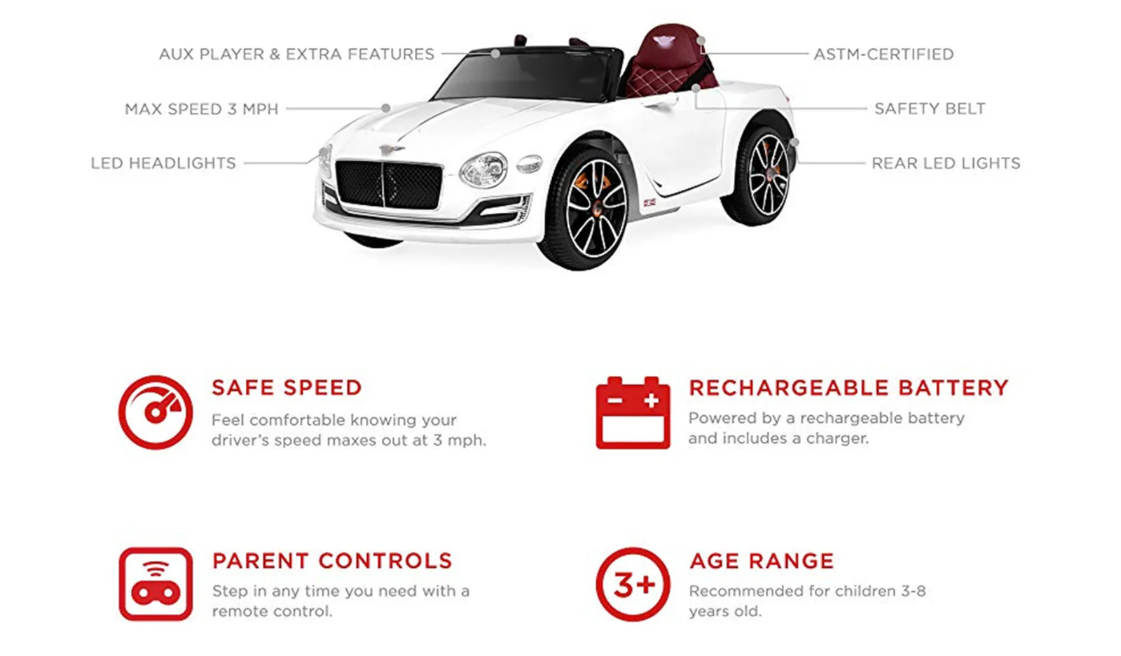 Licensed Bentley Style 12V Kids Electric Ride-On Car with 2.4G Remote Control - Image 10