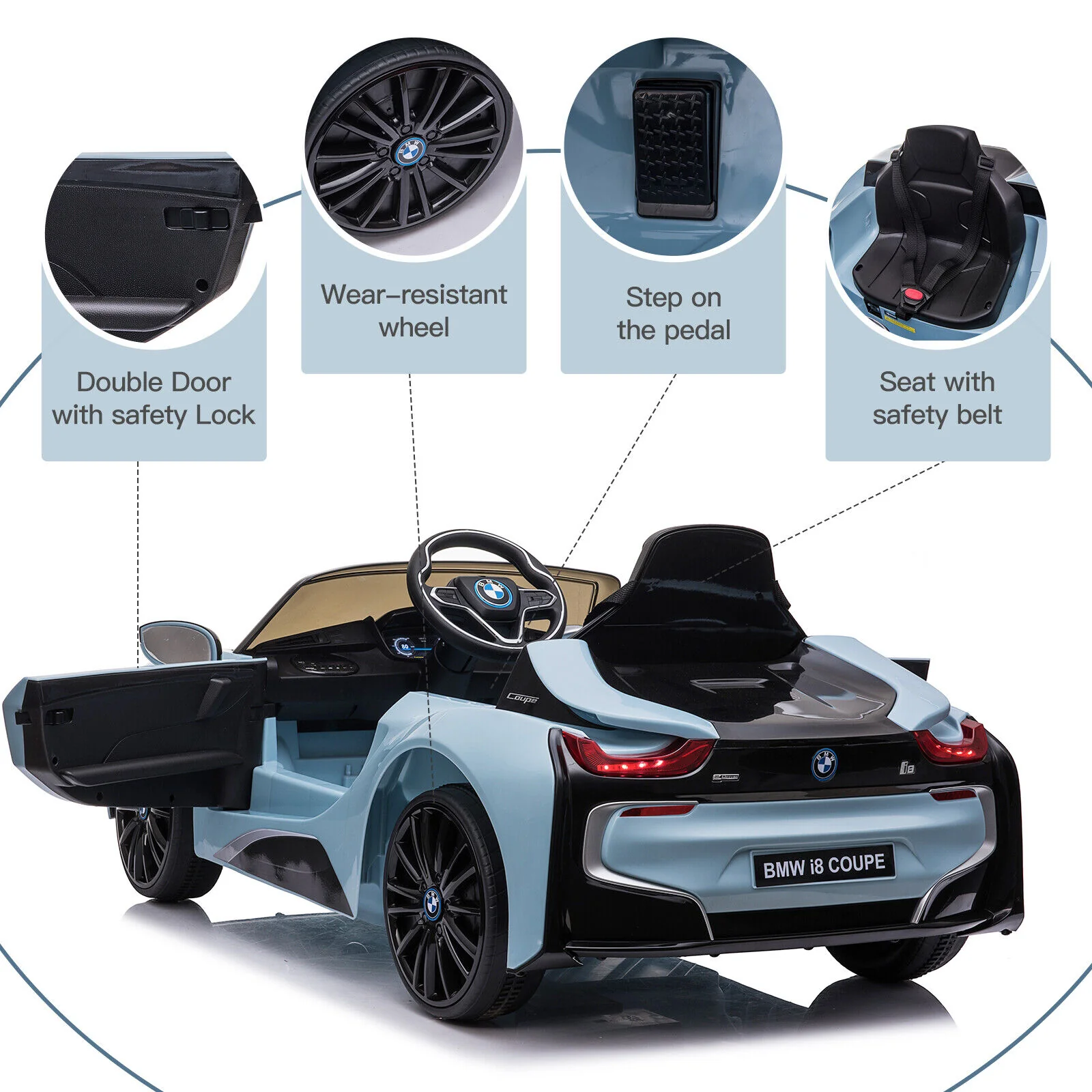 Licensed BMW I8 Electric Ride-On Car for Kids with 2.4G Remote Control - Image 7