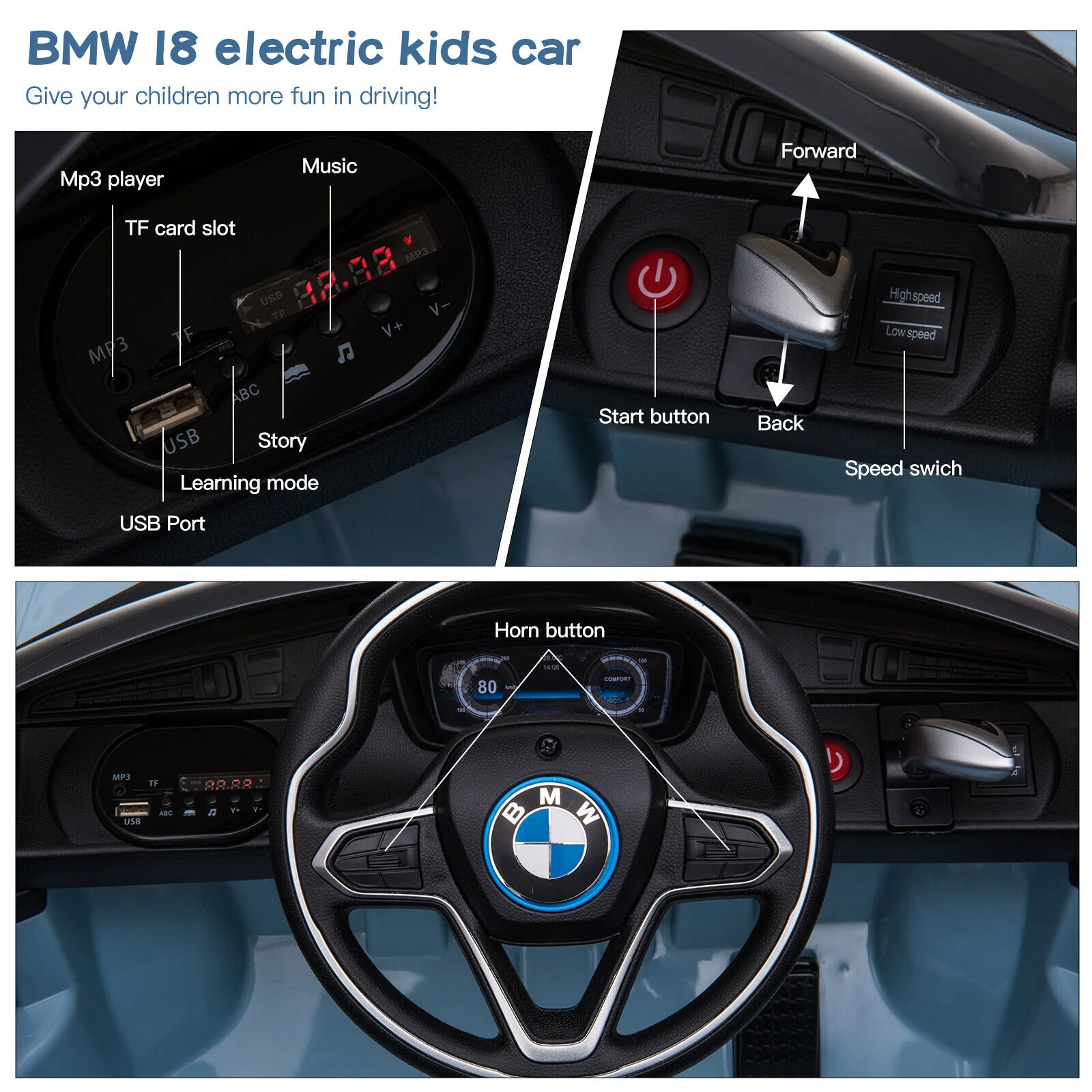 Licensed BMW I8 Electric Ride-On Car for Kids with 2.4G Remote Control - Image 8
