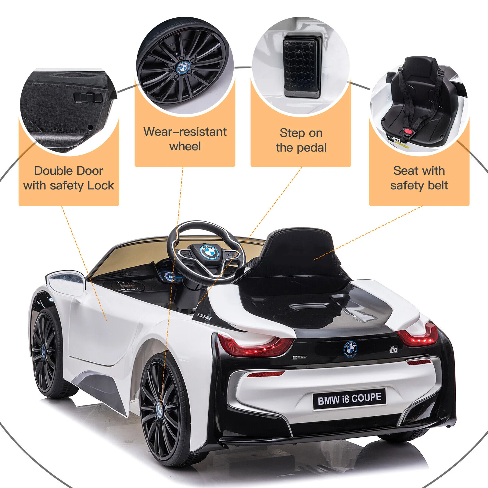 Licensed BMW Style Electric Ride-On Car for Kids with Remote Control, MP3 Player, and LED Lights - 12V - Image 3