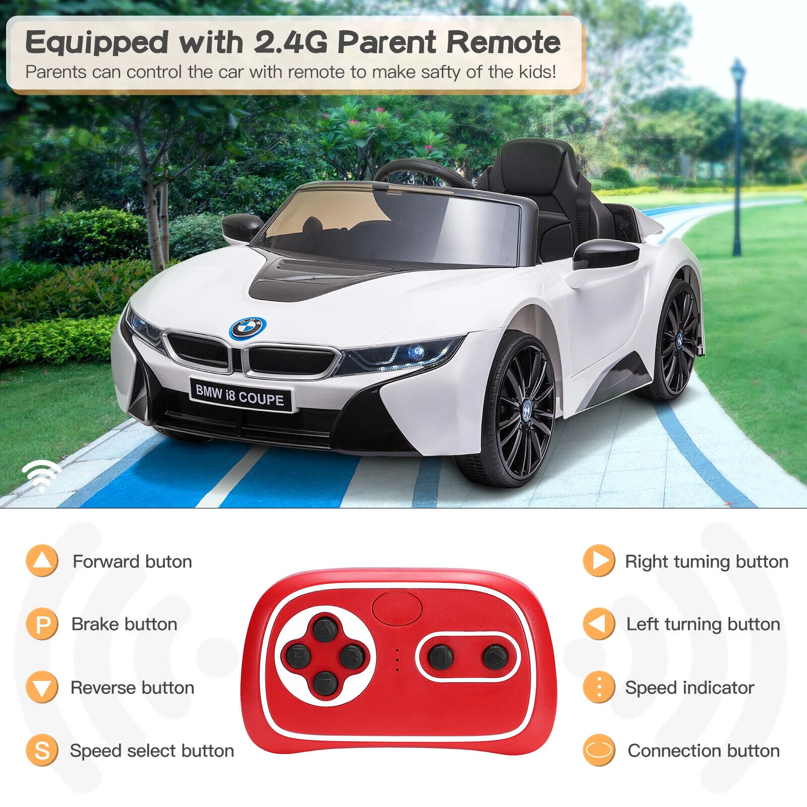 Licensed BMW Style Electric Ride-On Car for Kids with Remote Control, MP3 Player, and LED Lights - 12V - Image 4