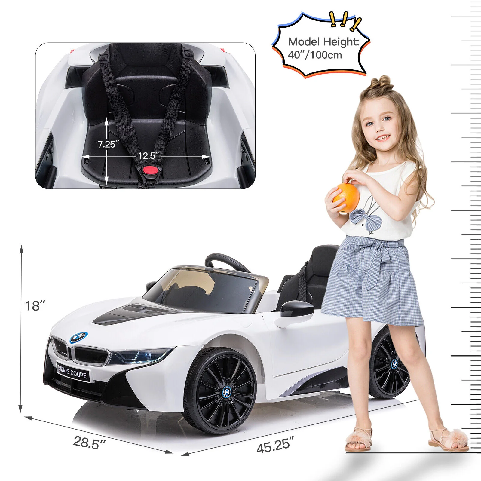 Licensed BMW Style Electric Ride-On Car for Kids with Remote Control, MP3 Player, and LED Lights - 12V - Image 5