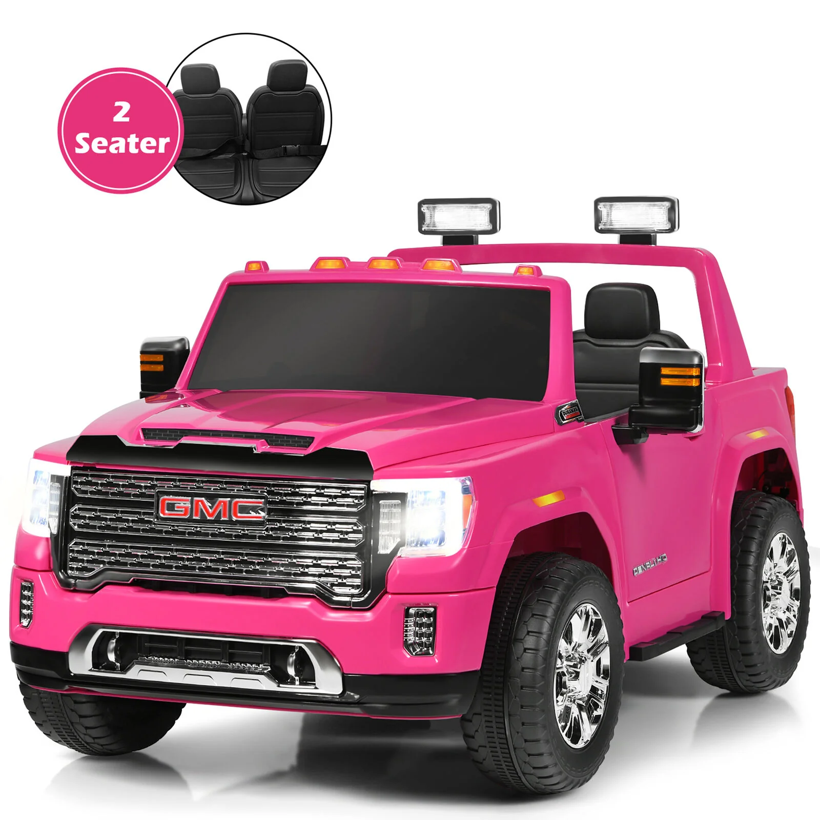 Licensed GMC 2-Seater Pink Ride On Truck for Kids with Remote Control - 12V - Image 4