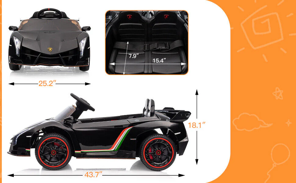 Licensed Lamborghini Kids Ride On Car with Remote Control - 12V Electric Toy Vehicle - Image 12
