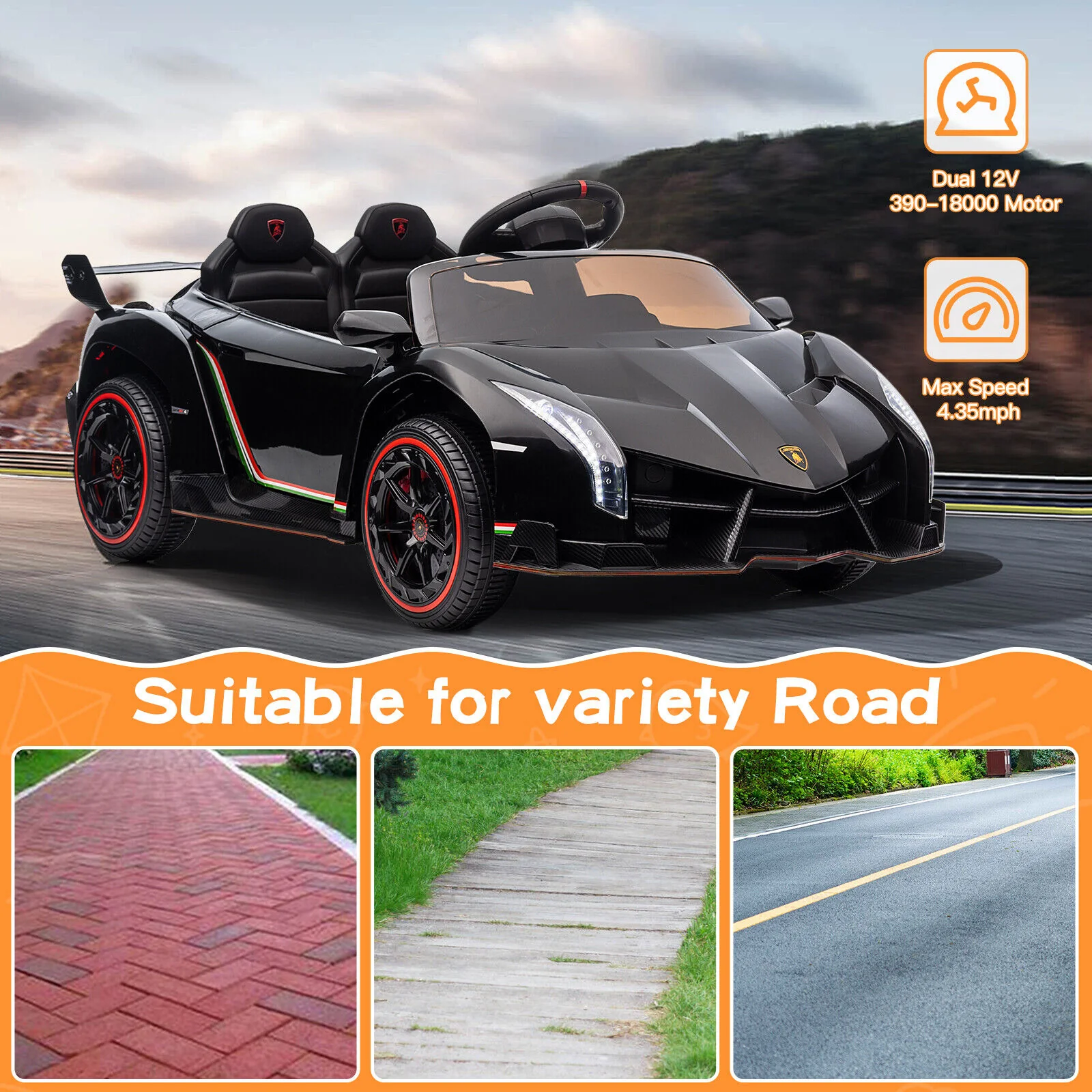 Licensed Lamborghini Kids Ride On Car with Remote Control - 12V Electric Toy Vehicle - Image 9