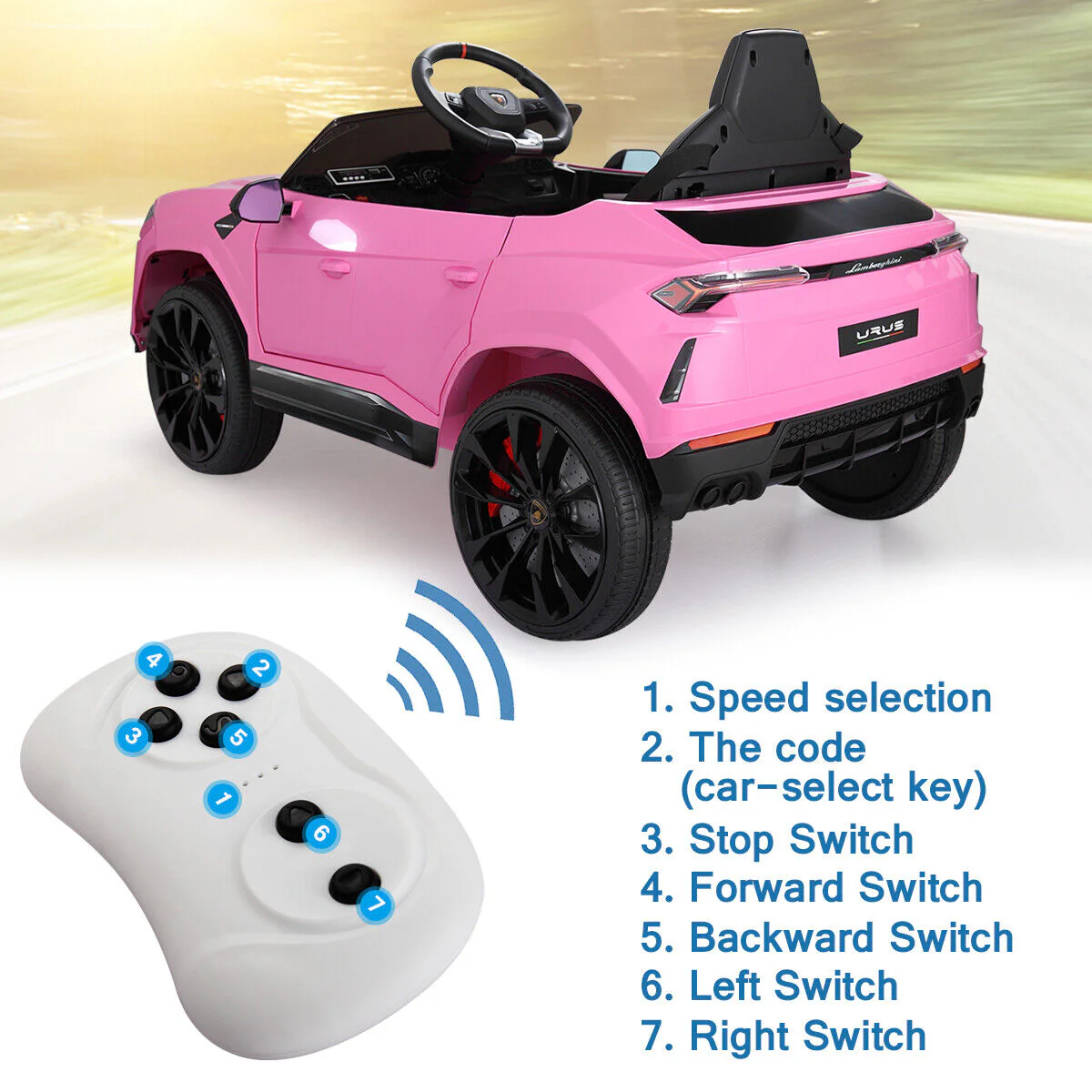Licensed Lamborghini Urus SUV Ride-On Car for Kids with Remote Control and MP3 Player - 12V - Image 15