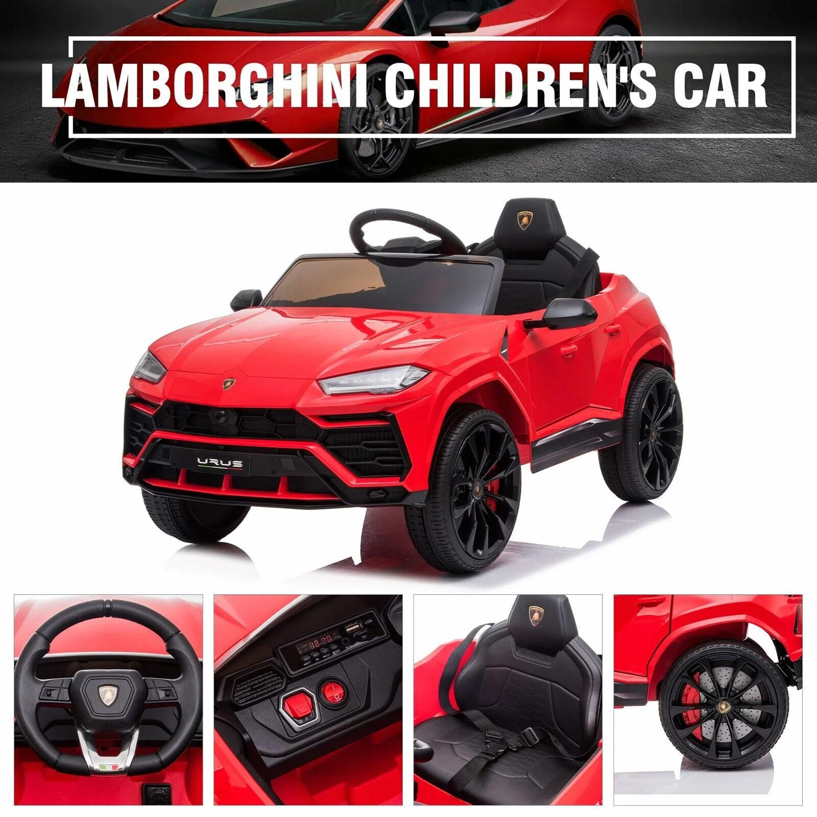 Licensed Lamborghini Urus SUV Ride-On Car for Kids with Remote Control and MP3 Player - 12V - Image 45