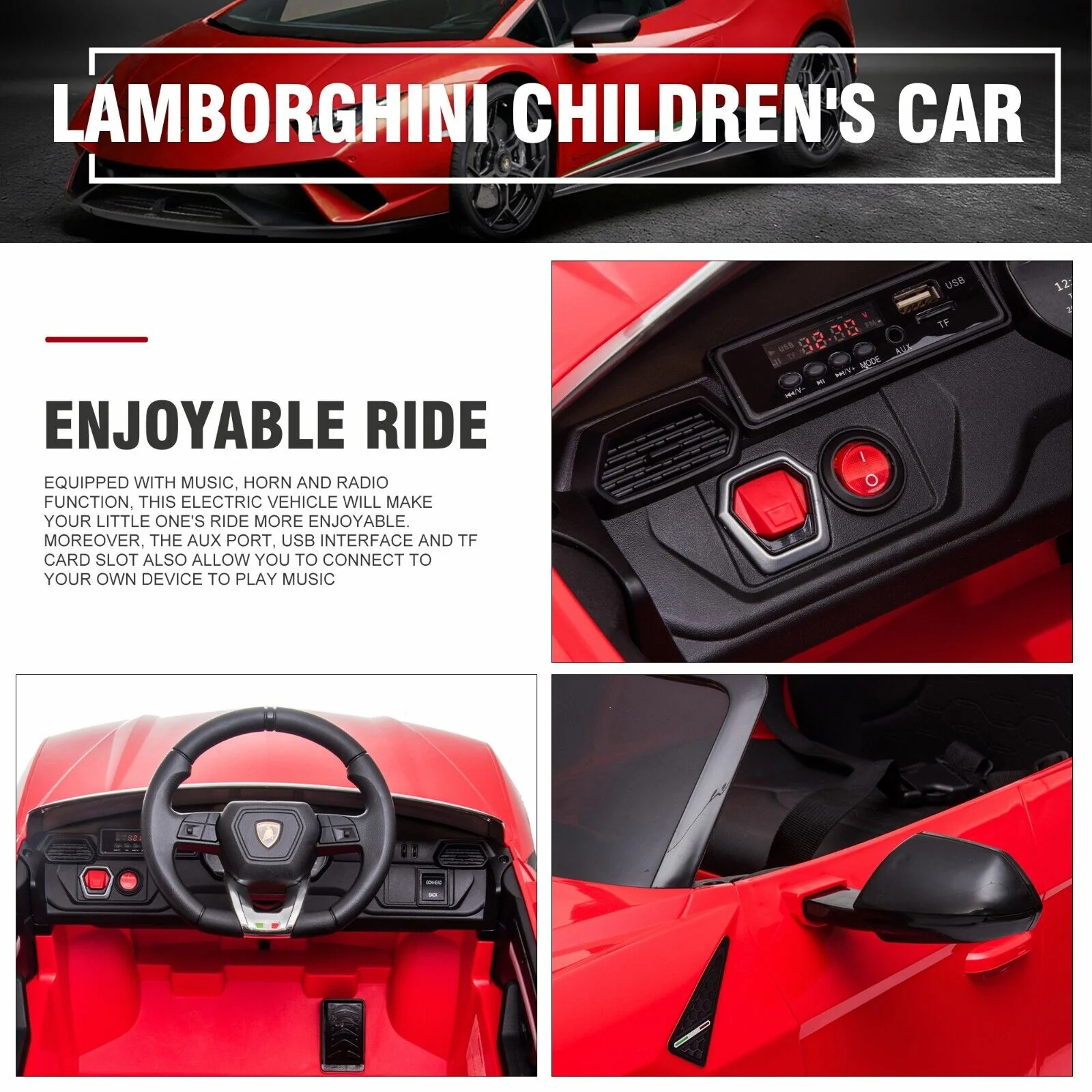 Licensed Lamborghini Urus SUV Ride-On Car for Kids with Remote Control and MP3 Player - 12V - Image 49