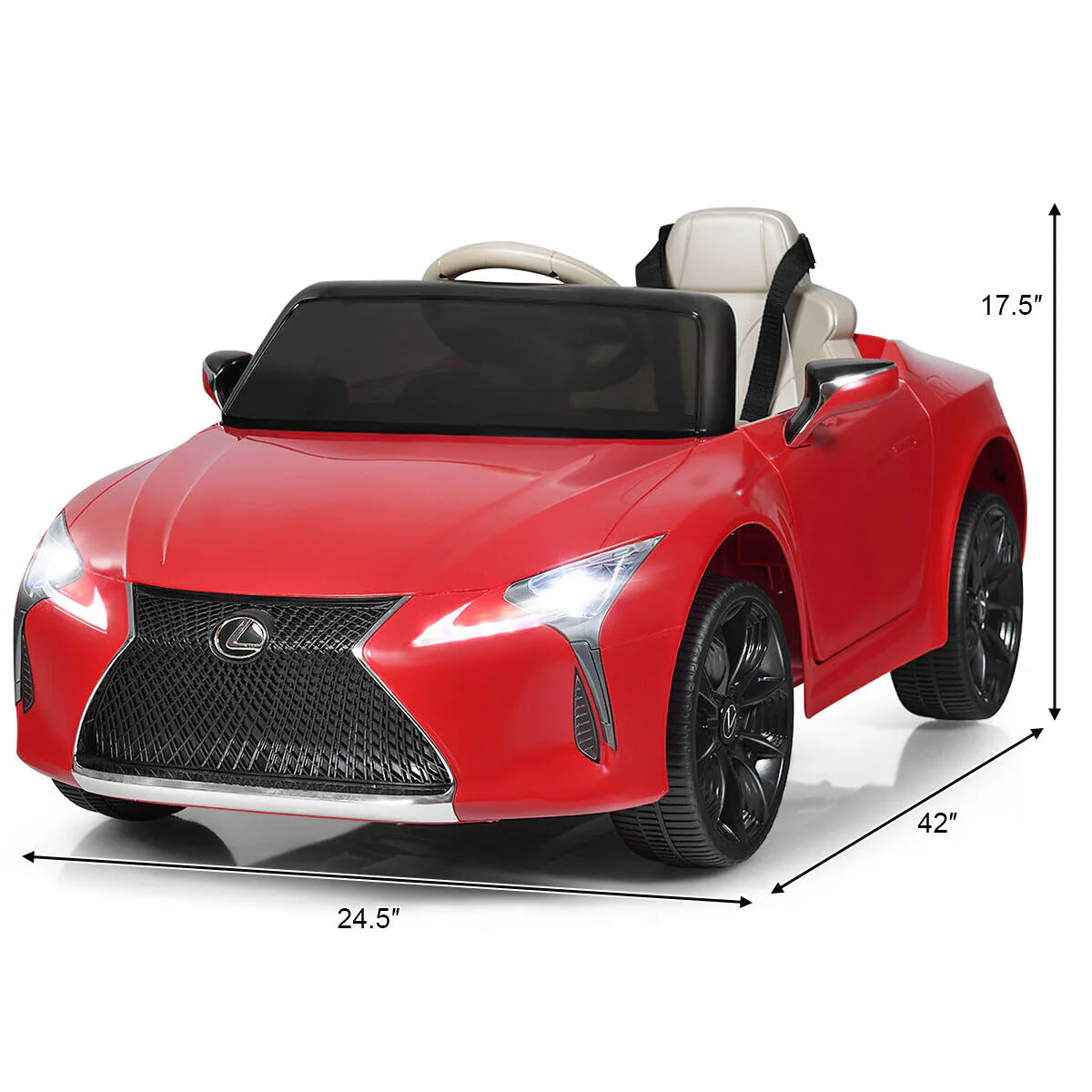 Licensed Lexus LC500 Electric Ride-On Car for Kids with Remote Control - Red - Image 2