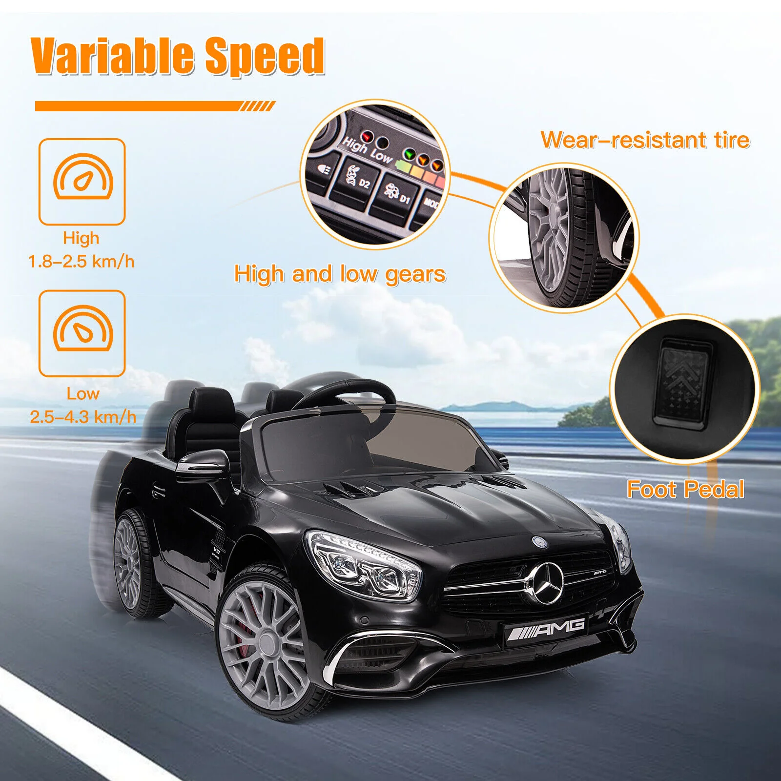 Mercedes Benz 12V 2-Seater Kids Ride on Car with Remote Control - Battery Powered - Image 7