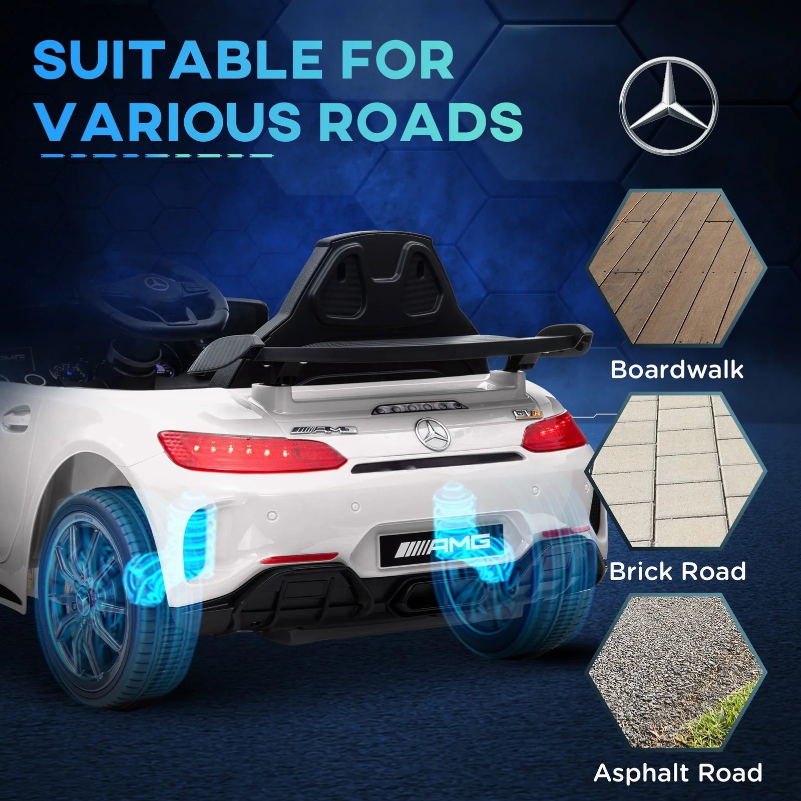 Licensed Mercedes-Benz AMG GTR 12V Kids Ride-On Car with Remote Control and Music - Image 11
