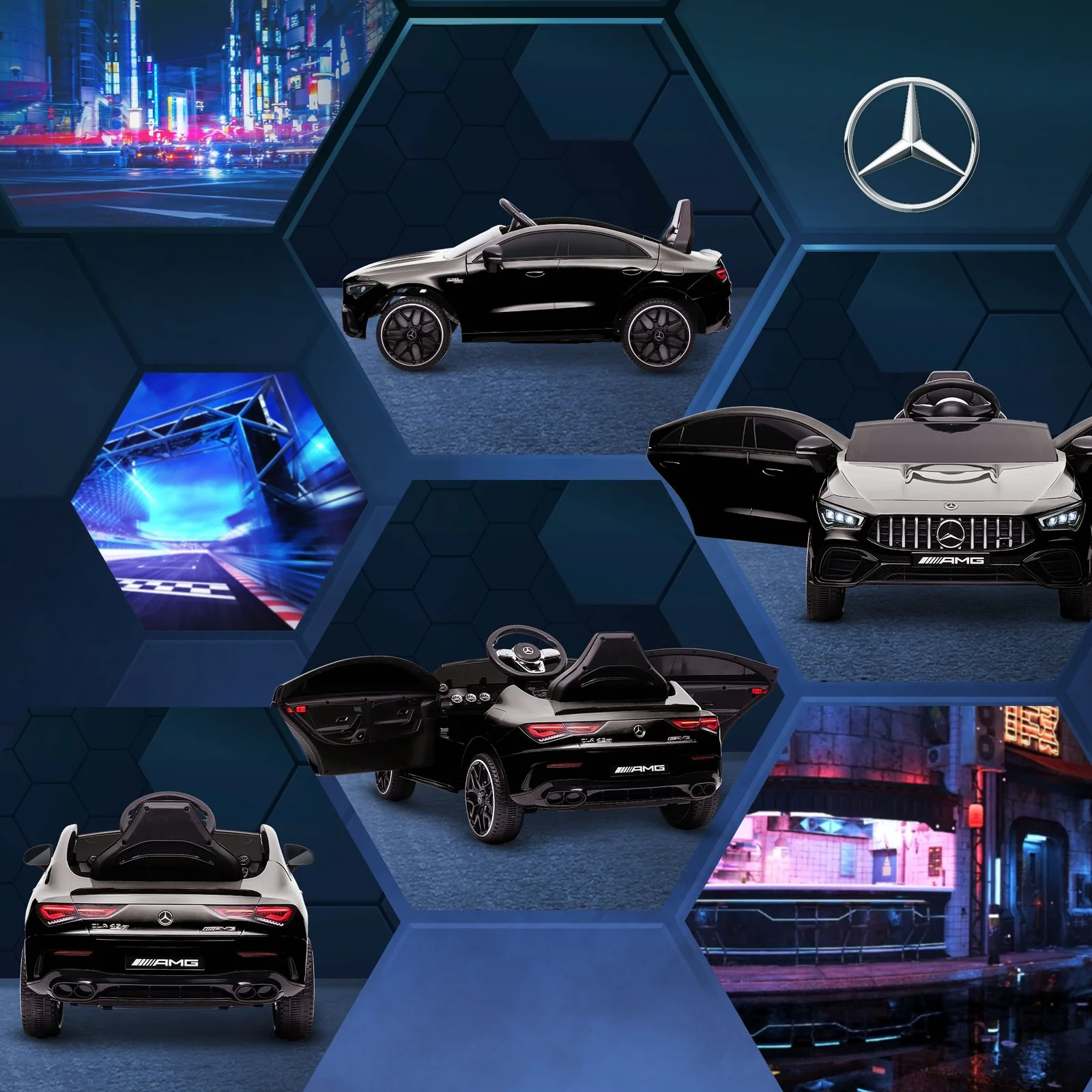 12V Licensed Mercedes-Benz AMG Kids Ride-On Car with Remote Control Black - Image 11