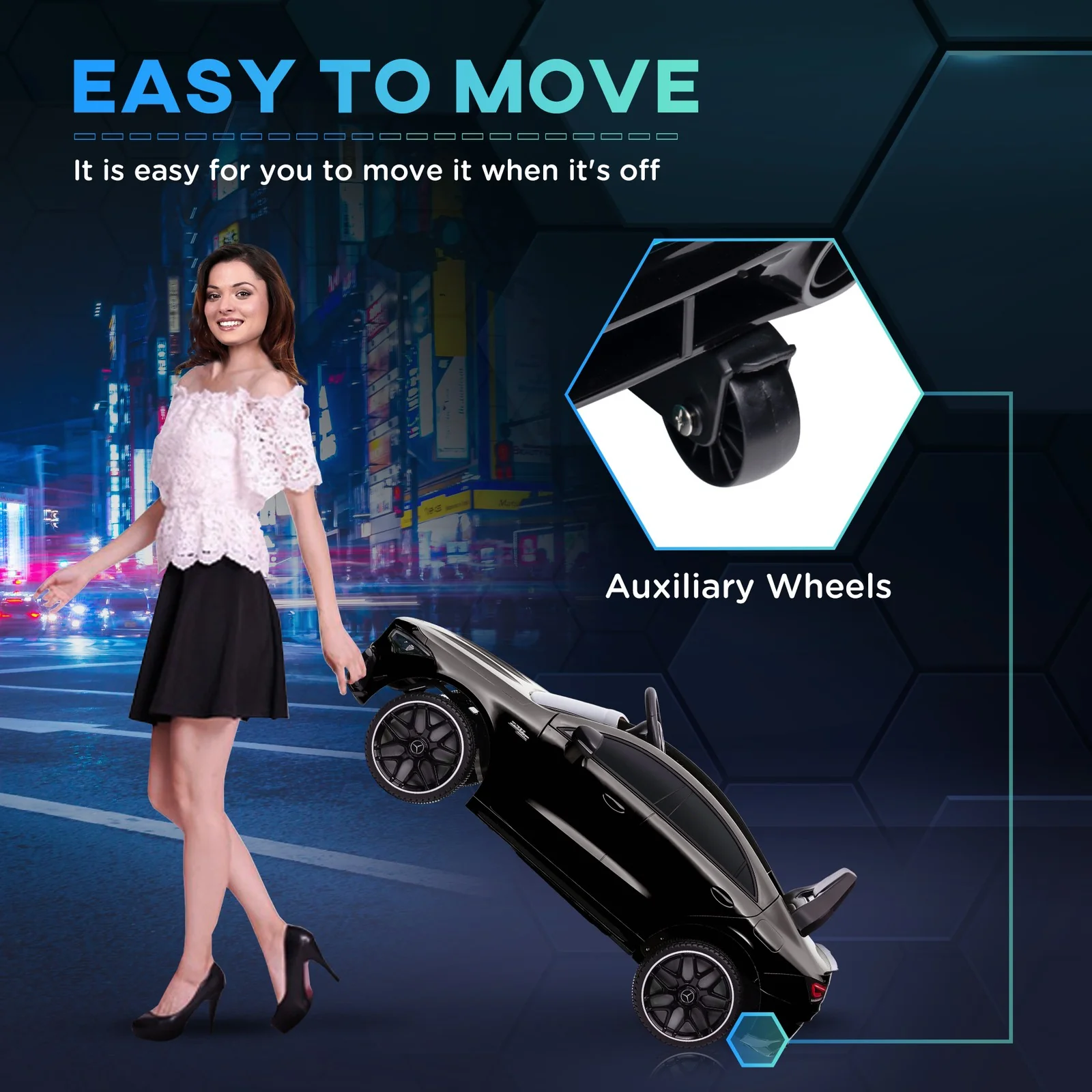 12V Licensed Mercedes-Benz AMG Kids Ride-On Car with Remote Control Black - Image 6