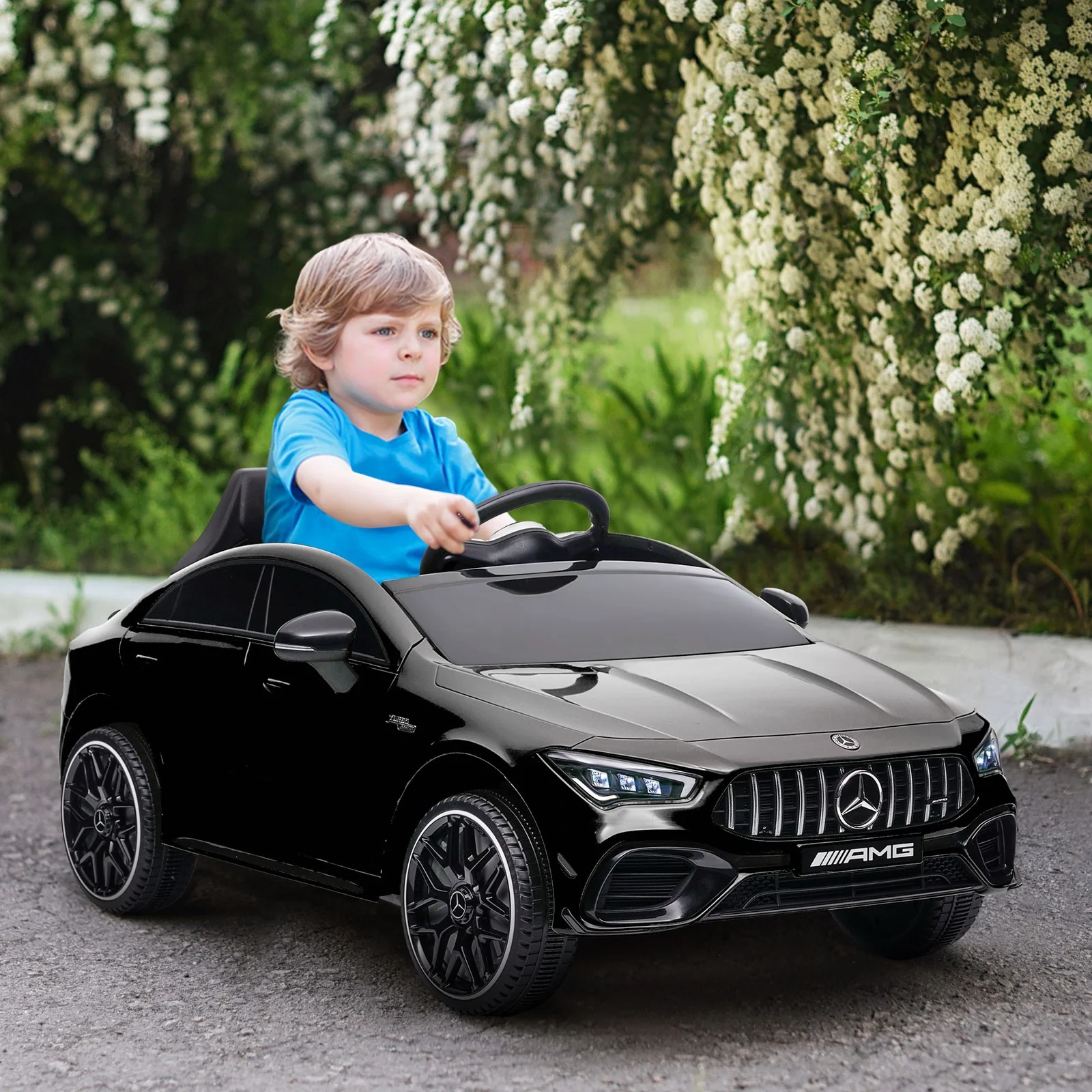 12V Licensed Mercedes-Benz AMG Kids Ride-On Car with Remote Control Black - Image 9