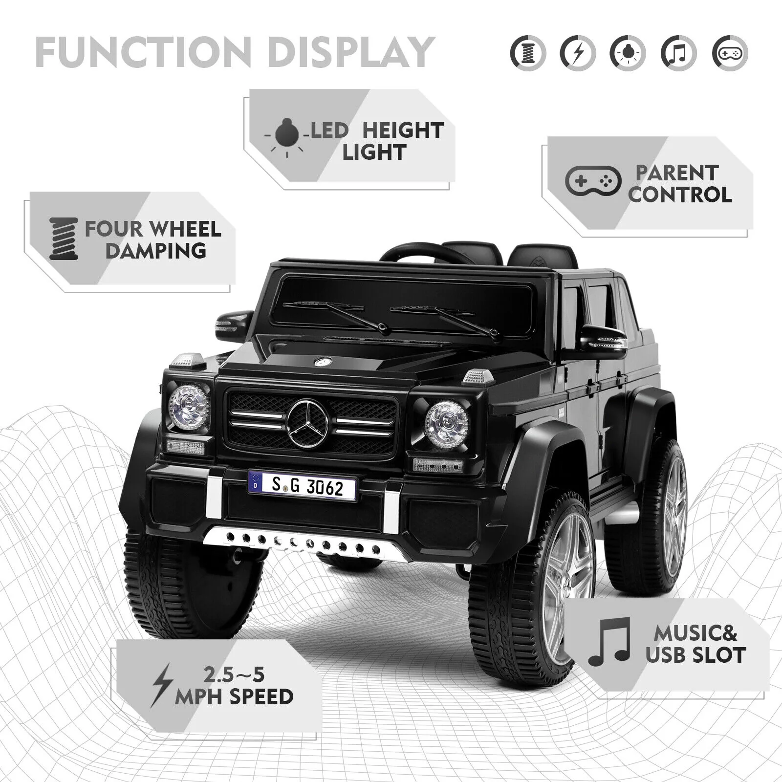 Mercedes-Benz Electric Ride-On Car for Kids with Lights, Music, and Remote Control - 12V - Image 8