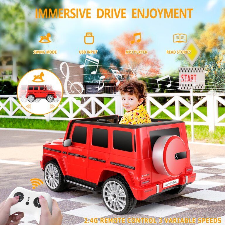 Mercedes-Benz Licensed G500 Electric Ride-On Toy Car with Remote Control and LED Lights for Kids - Image 22