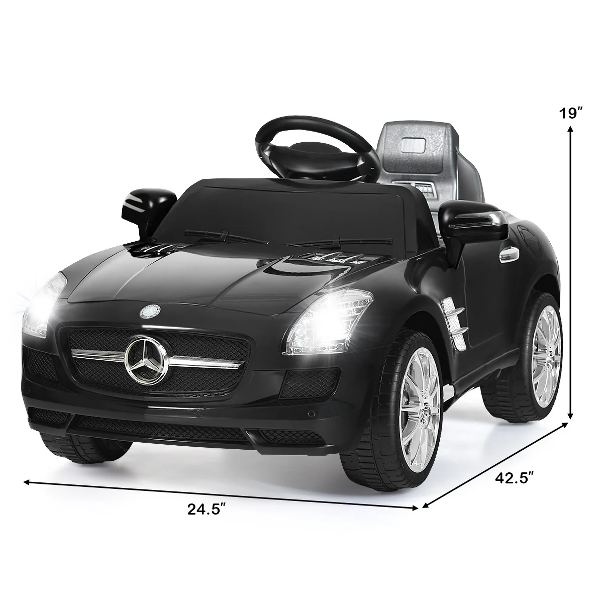 Electric Battery-Powered Kids Ride-On Car Remote Control Outdoor Toy Black - Image 2