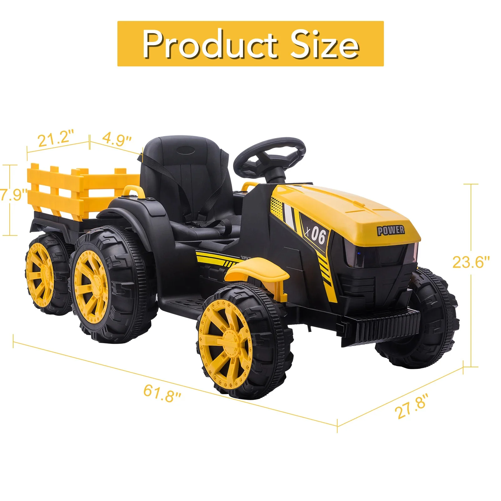 12V Electric Ride-On Kids Tractor with Trailer Battery-Powered Vehicle Toy - Image 14