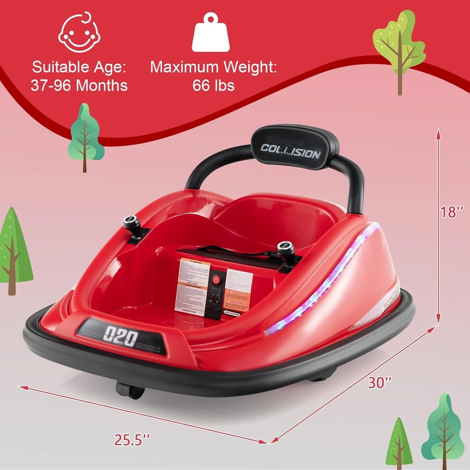 12V Electric Ride-On Bumper Car Toy with Remote Control for Toddlers and Kids - Image 2