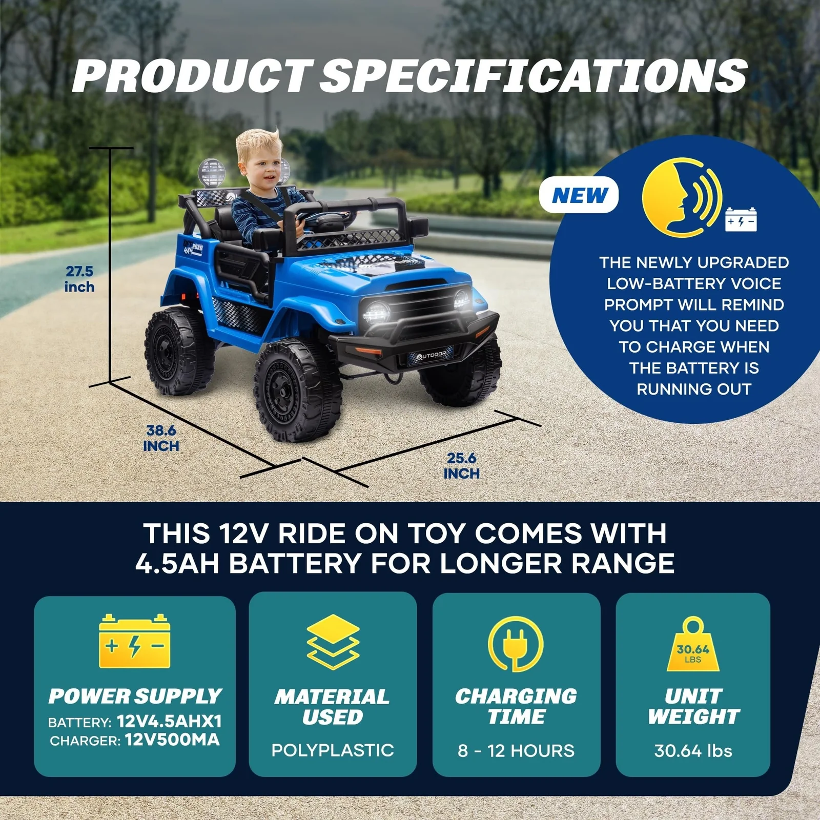 Outdoor Cruise 1-Seater 12V Electric Ride-On Car for Kids with Remote Control - Image 2