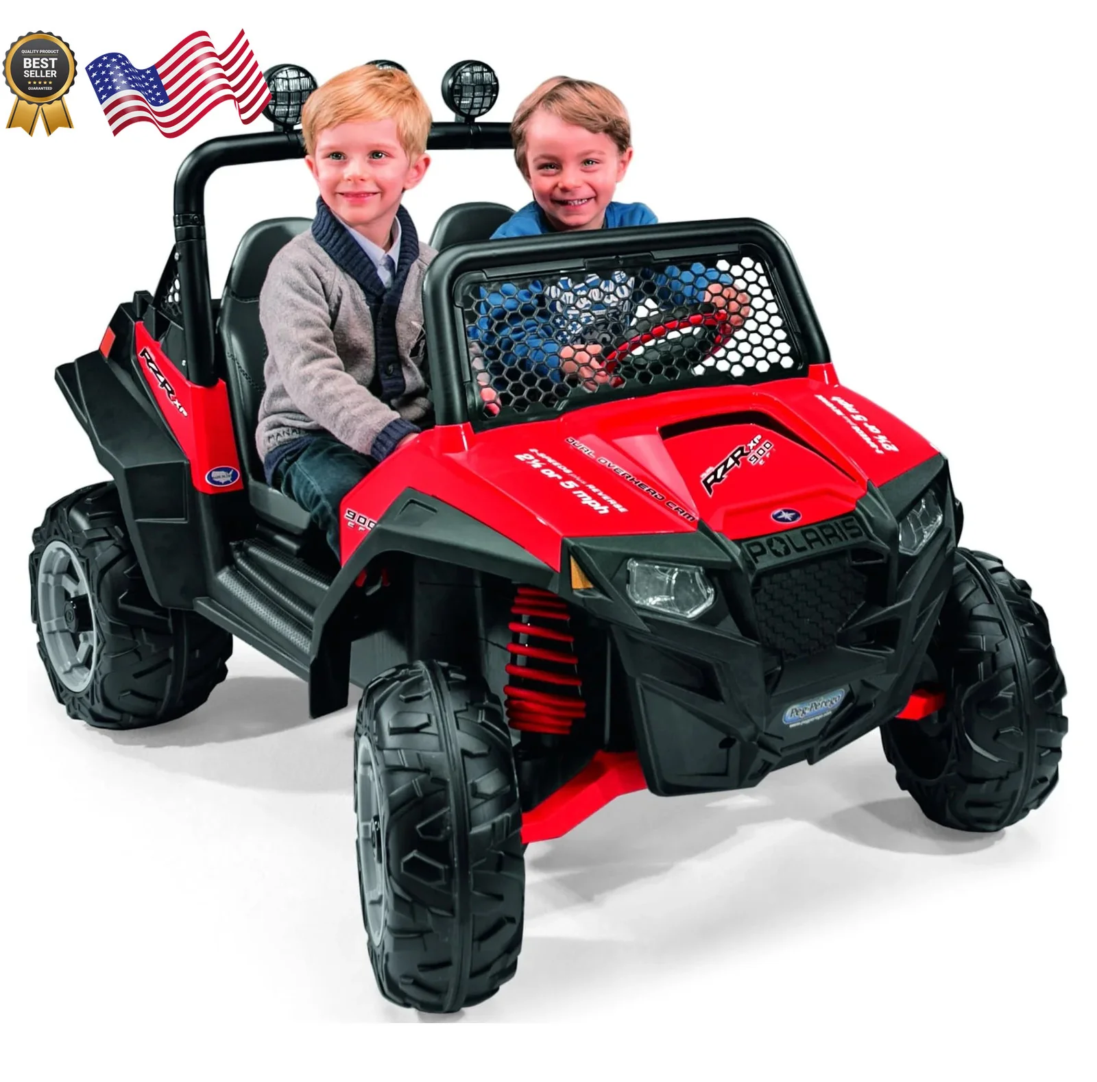12-Volt Battery-Powered Red Ride-On Polaris Ranger RZR 900 Toy Vehicle - Image 10