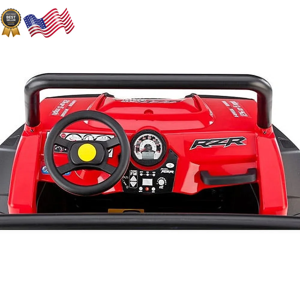 12-Volt Battery-Powered Red Ride-On Polaris Ranger RZR 900 Toy Vehicle - Image 2