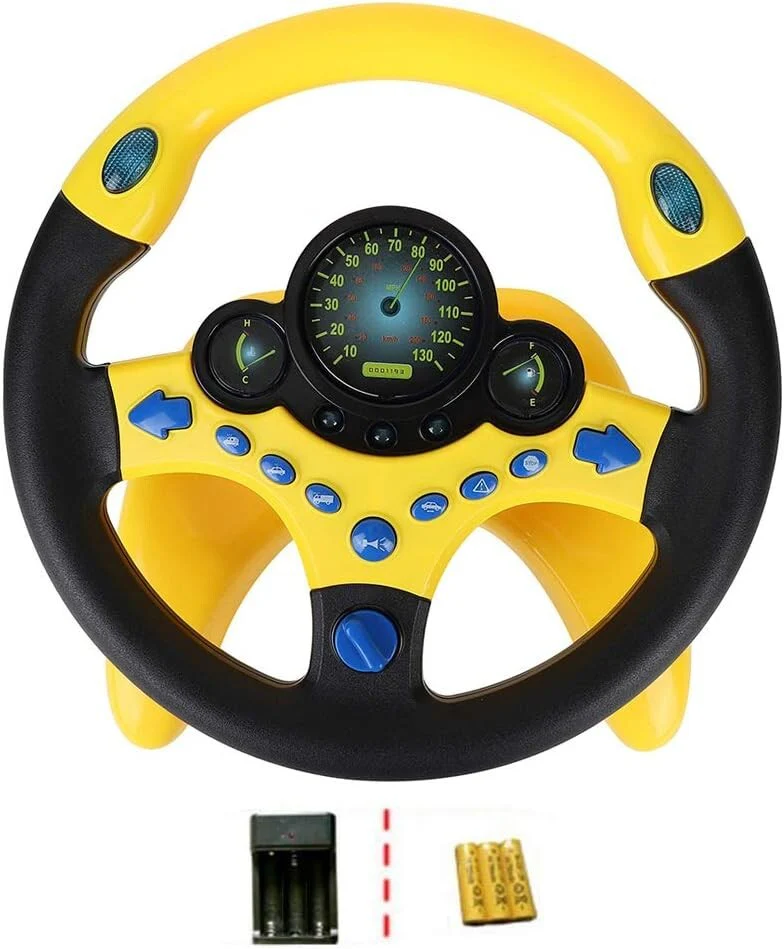 Portable Simulated Driving Steering Wheel Toy for Educational Play and Imaginative Fun - Image 3