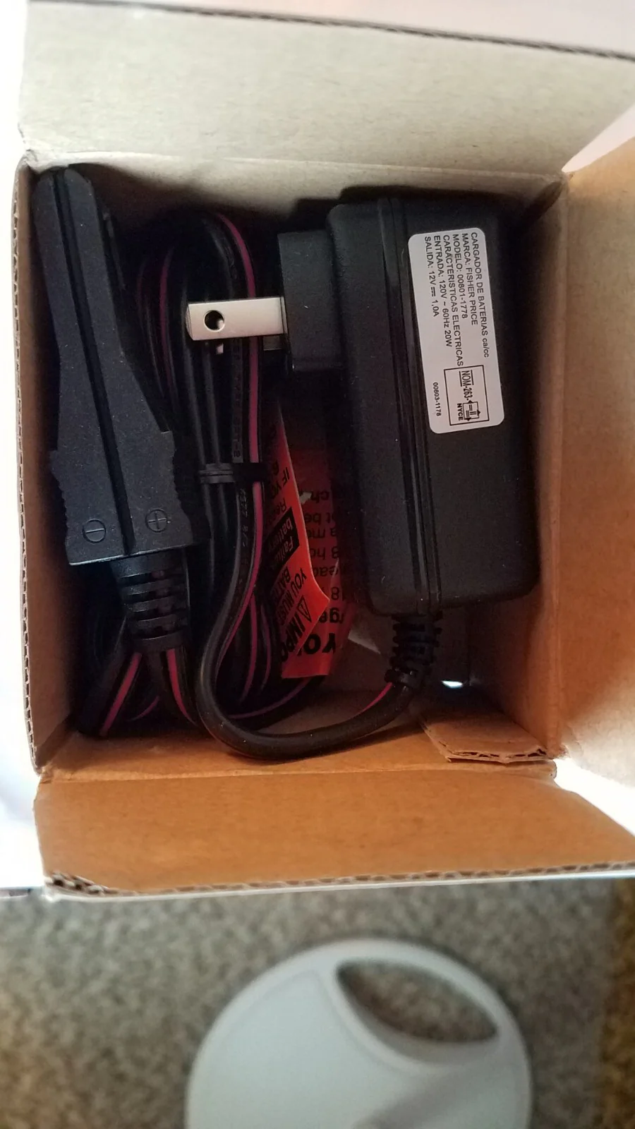 12V Grey Power Wheels Battery and Charger Genuine Fisher Model 00801-1778 - Image 3