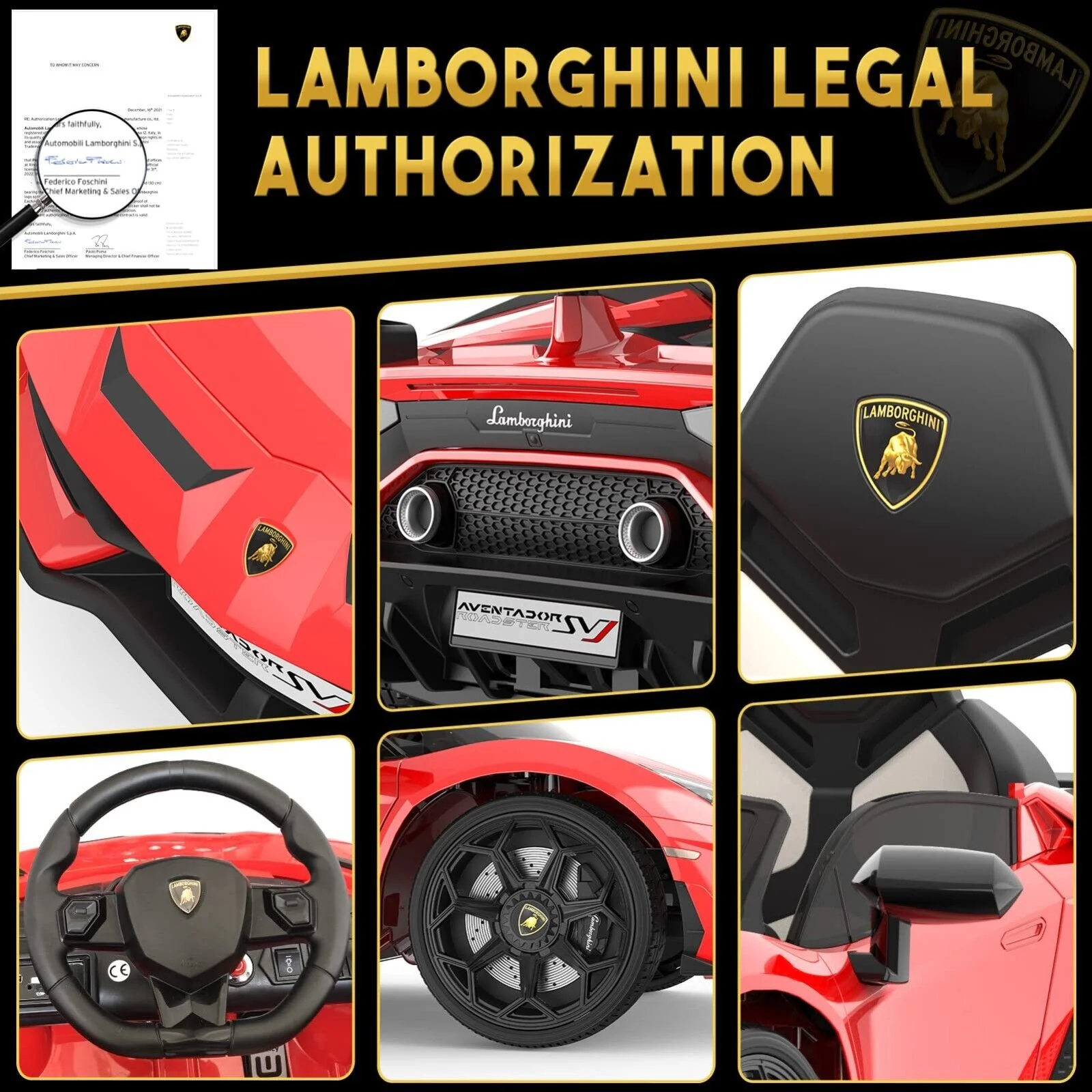Premium 12V Electric Lamborghini Ride-On Car for Kids with Remote Control - Perfect Gift for Young Drivers - Image 6
