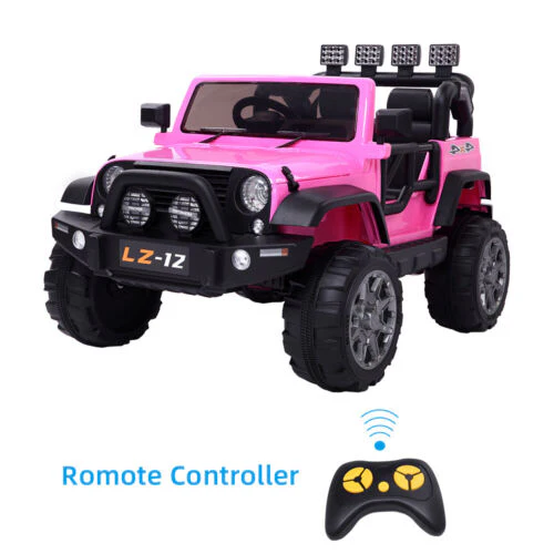 Premium 12V Pink Jeep Ride-On Toy with Remote Control for Kids - Rechargeable Battery, 4 mph Speed - Image 10