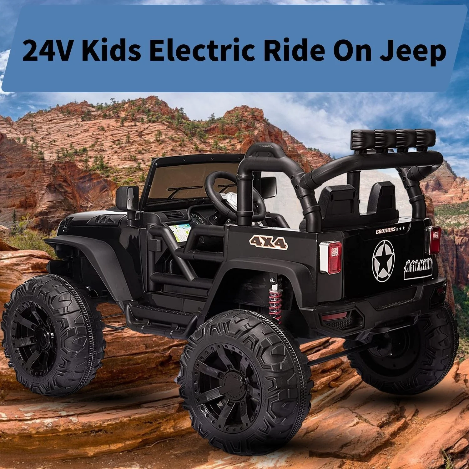 Premium 24V Electric Kids Ride-On Truck with MP3, LED Lights, Remote Control, and 2 Seats - 400W - Image 6