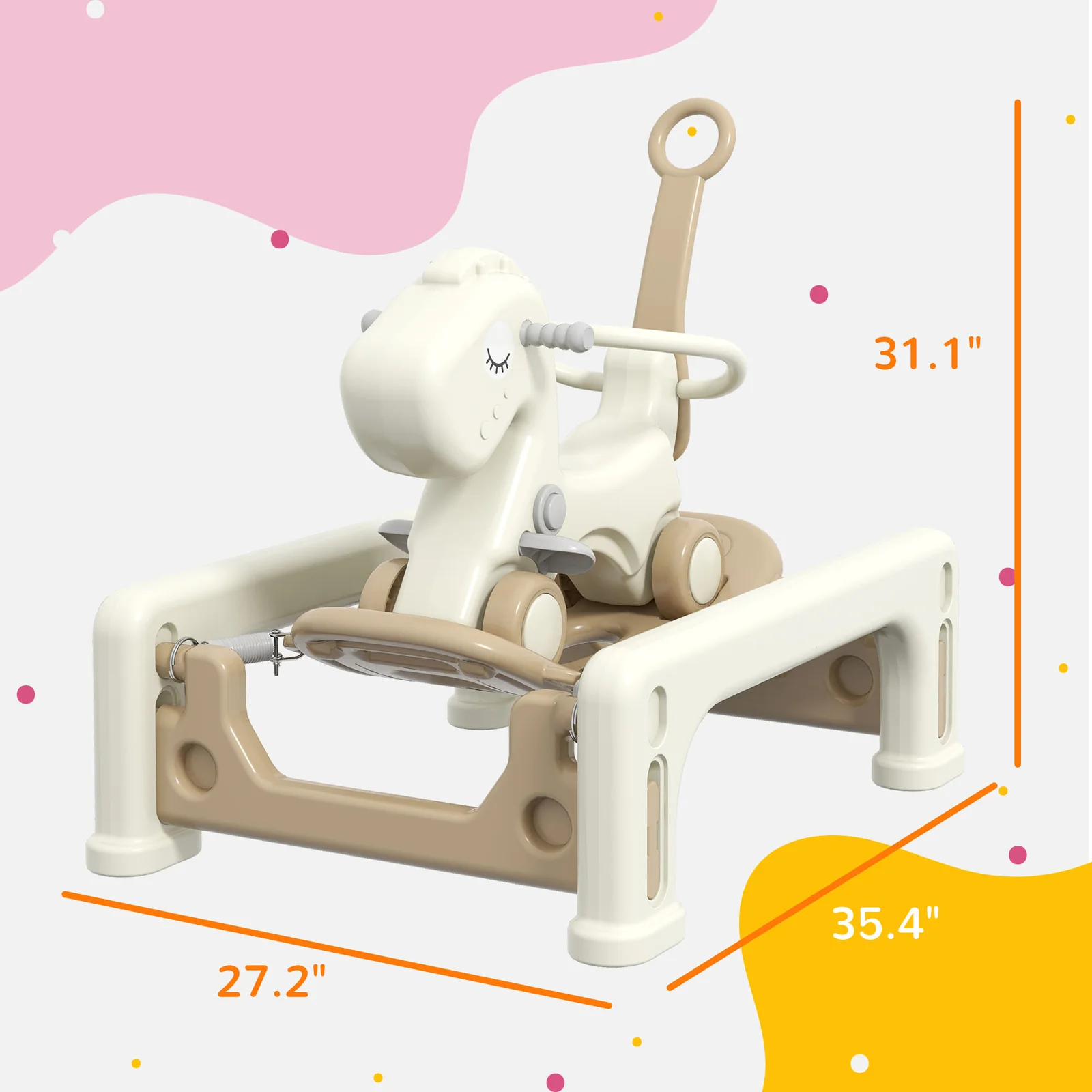 5-in-1 Rocking Horse with Spring Ride for Toddlers Ages 1-6 Years - Image 5