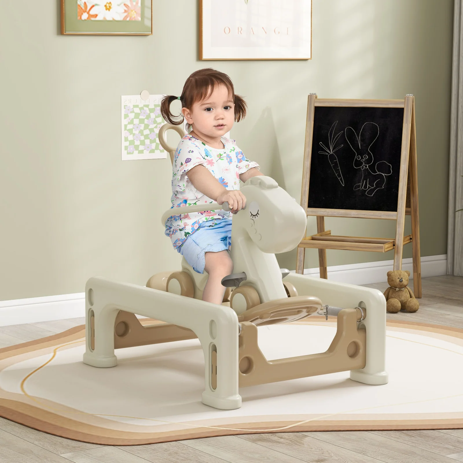 5-in-1 Rocking Horse with Spring Ride for Toddlers Ages 1-6 Years - Image 6