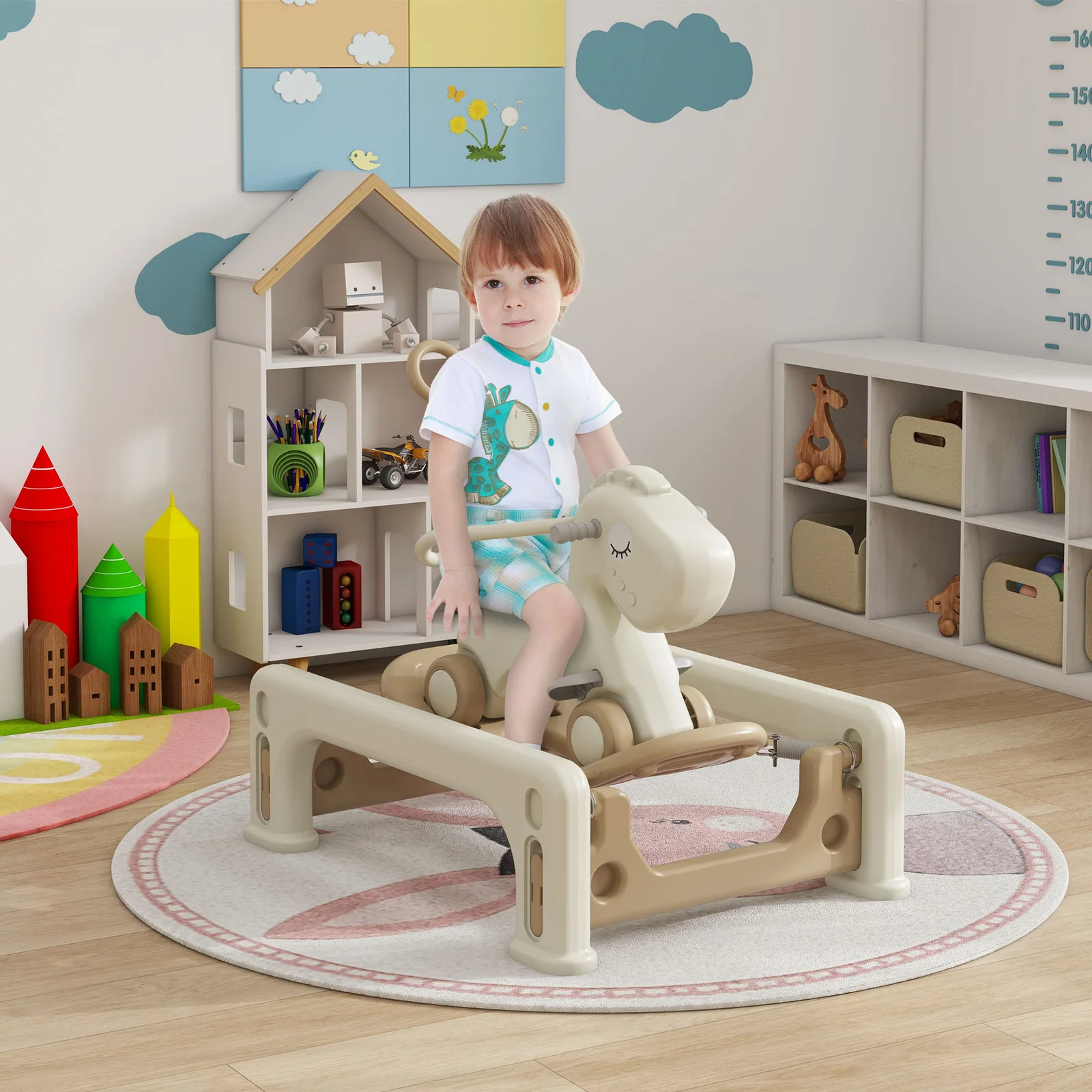 5-in-1 Rocking Horse with Spring Ride for Toddlers Ages 1-6 Years - Image 7