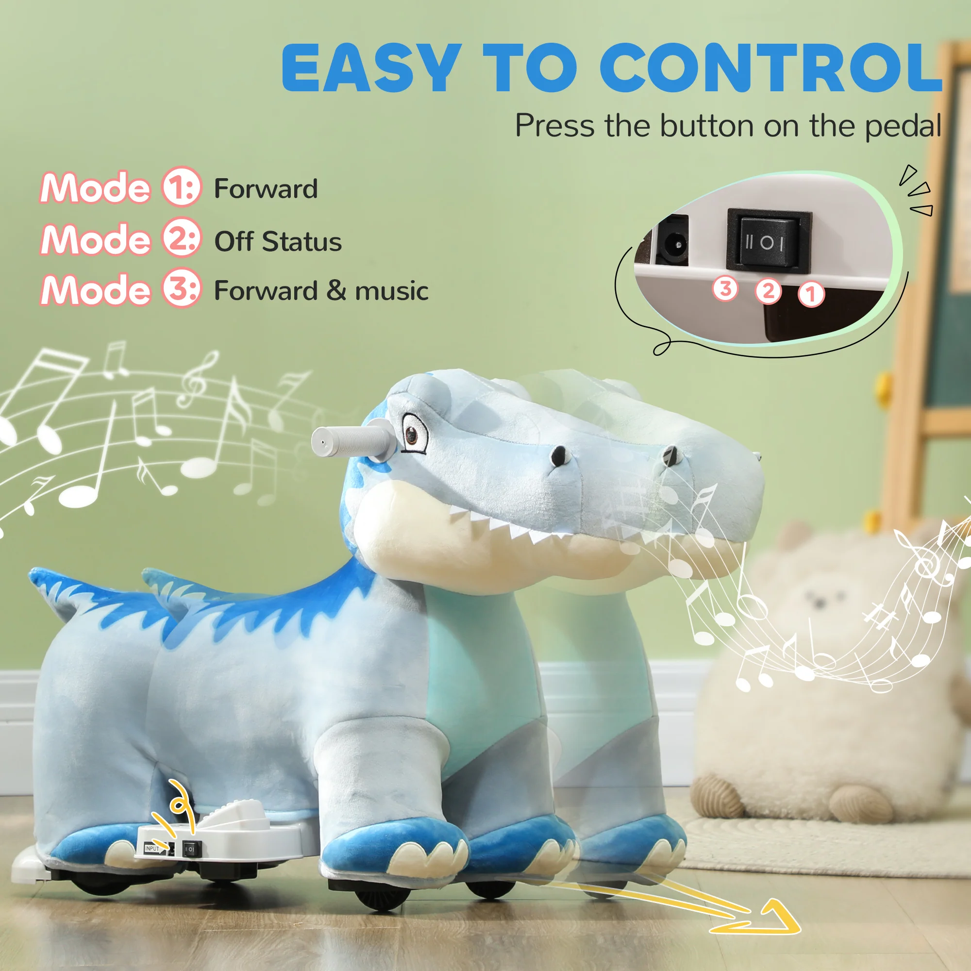 6V Kids Electric Ride-On Animal Toy with Music and Forward Motion - Image 30