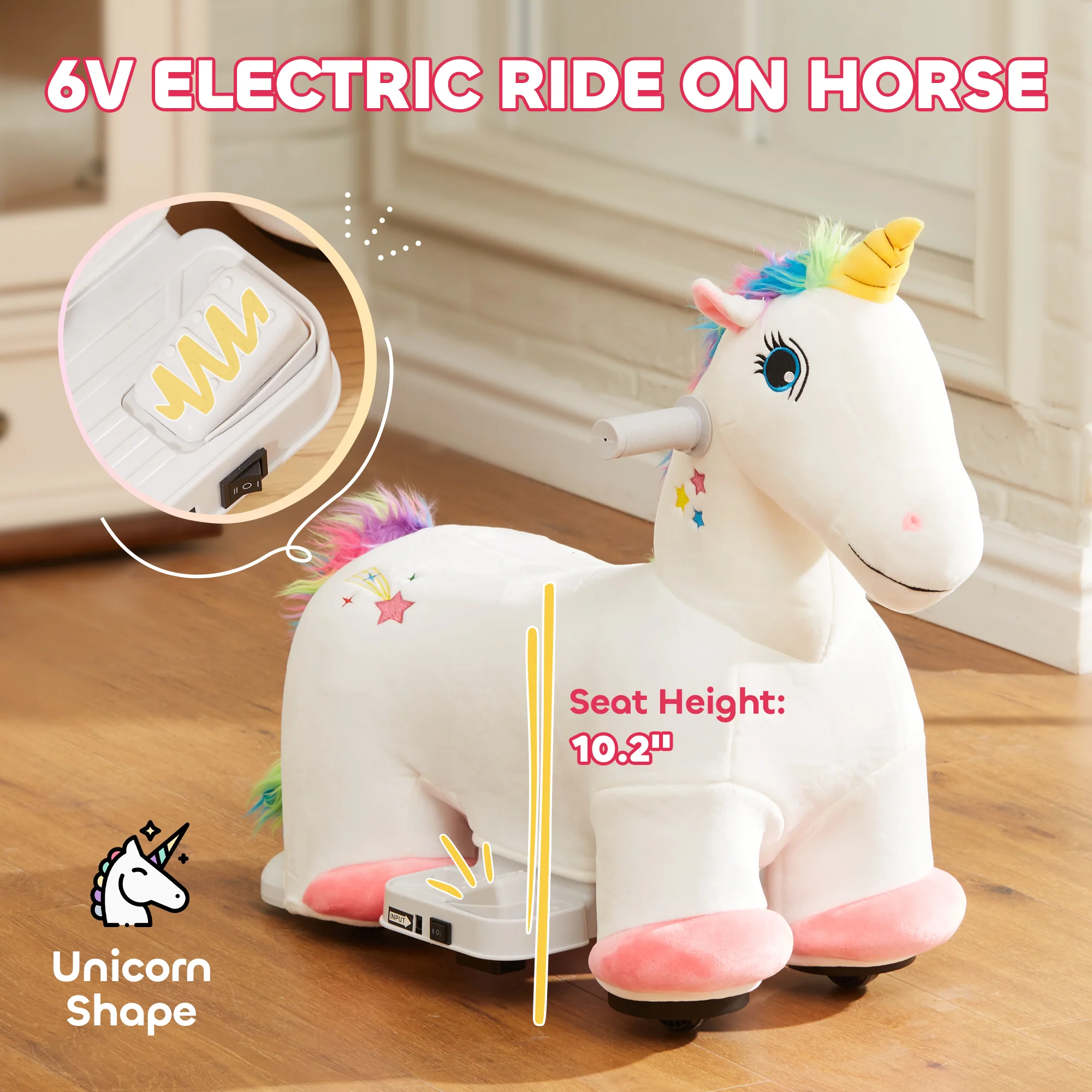 6V Kids Electric Ride-On Animal Toy with Music and Forward Motion - Image 5