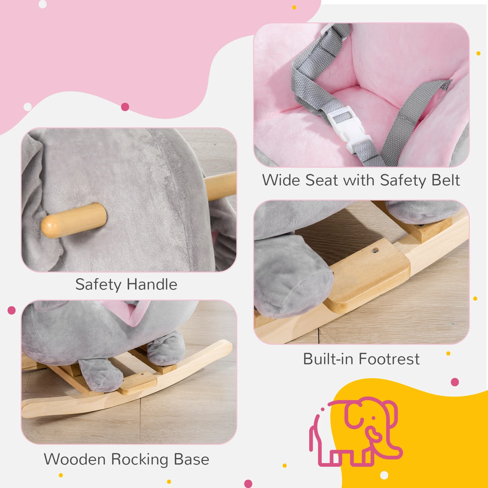 Baby Toddler Rocking Elephant and Horse Chair Toy with Sound - Image 6