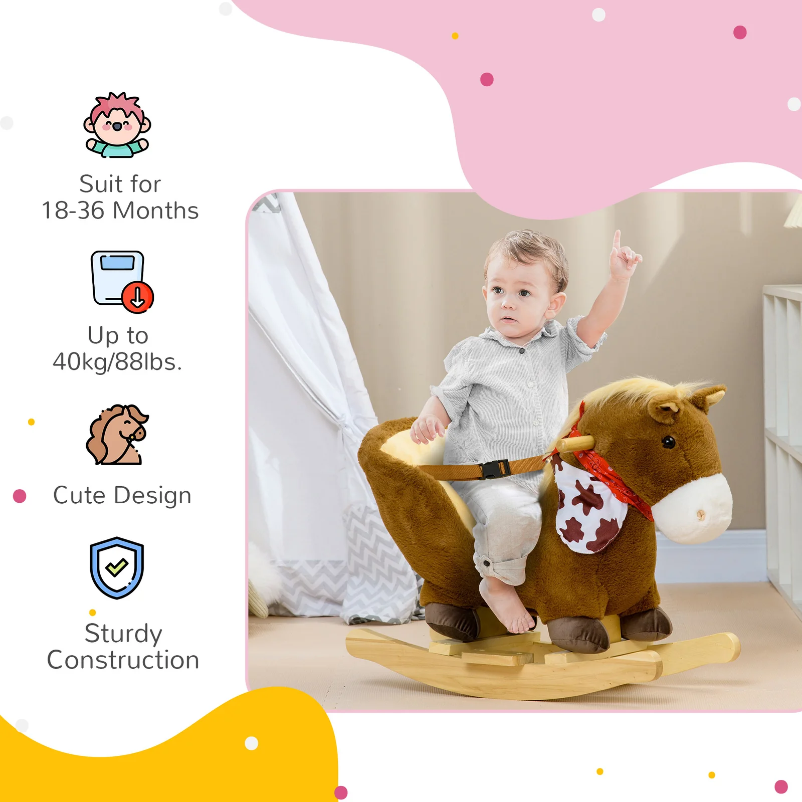 Deluxe Baby Rocking Horse with Realistic Animal Sounds - Image 7