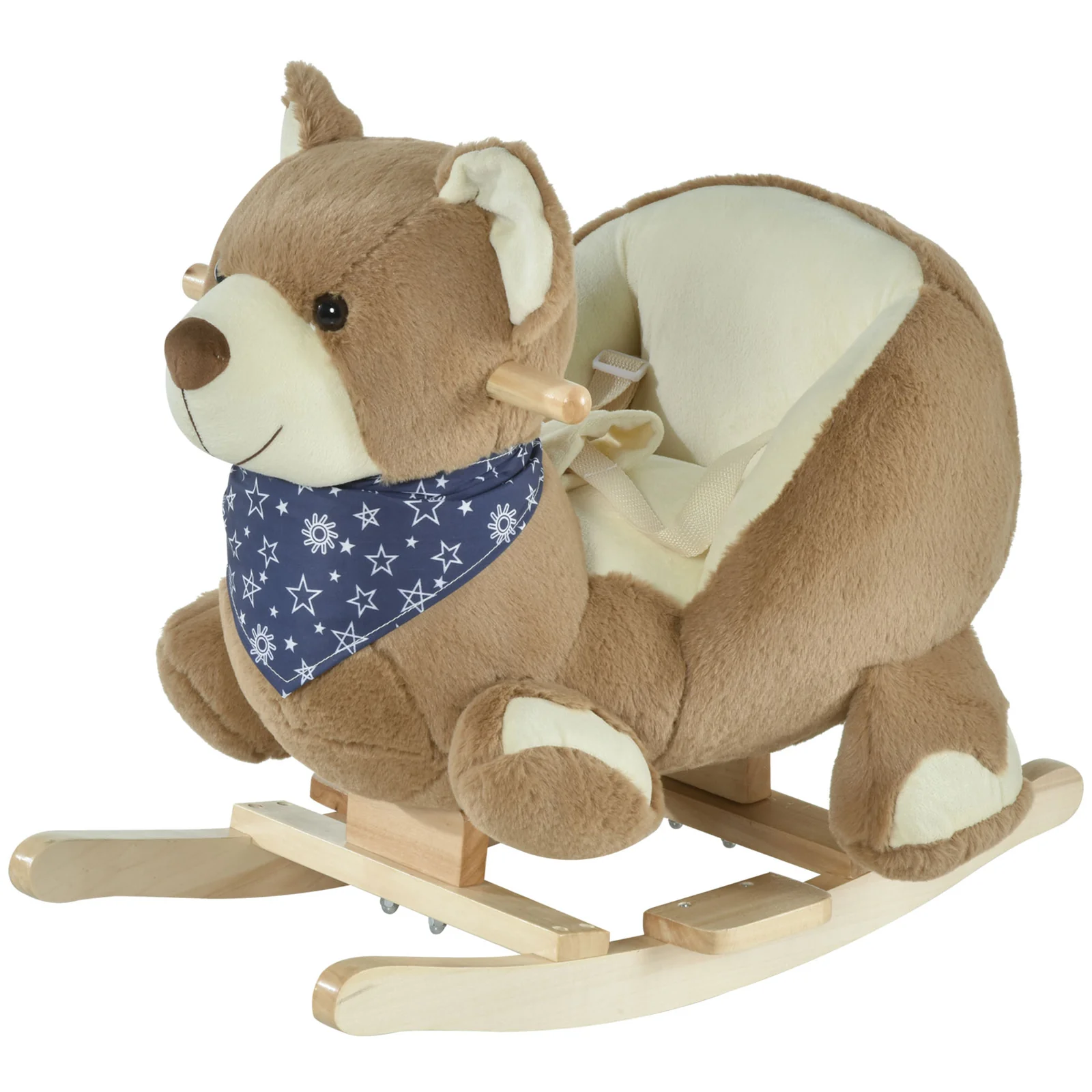 Deluxe Baby Rocking Horse with Lullaby, Bear-Themed Animal Ride-On Toy