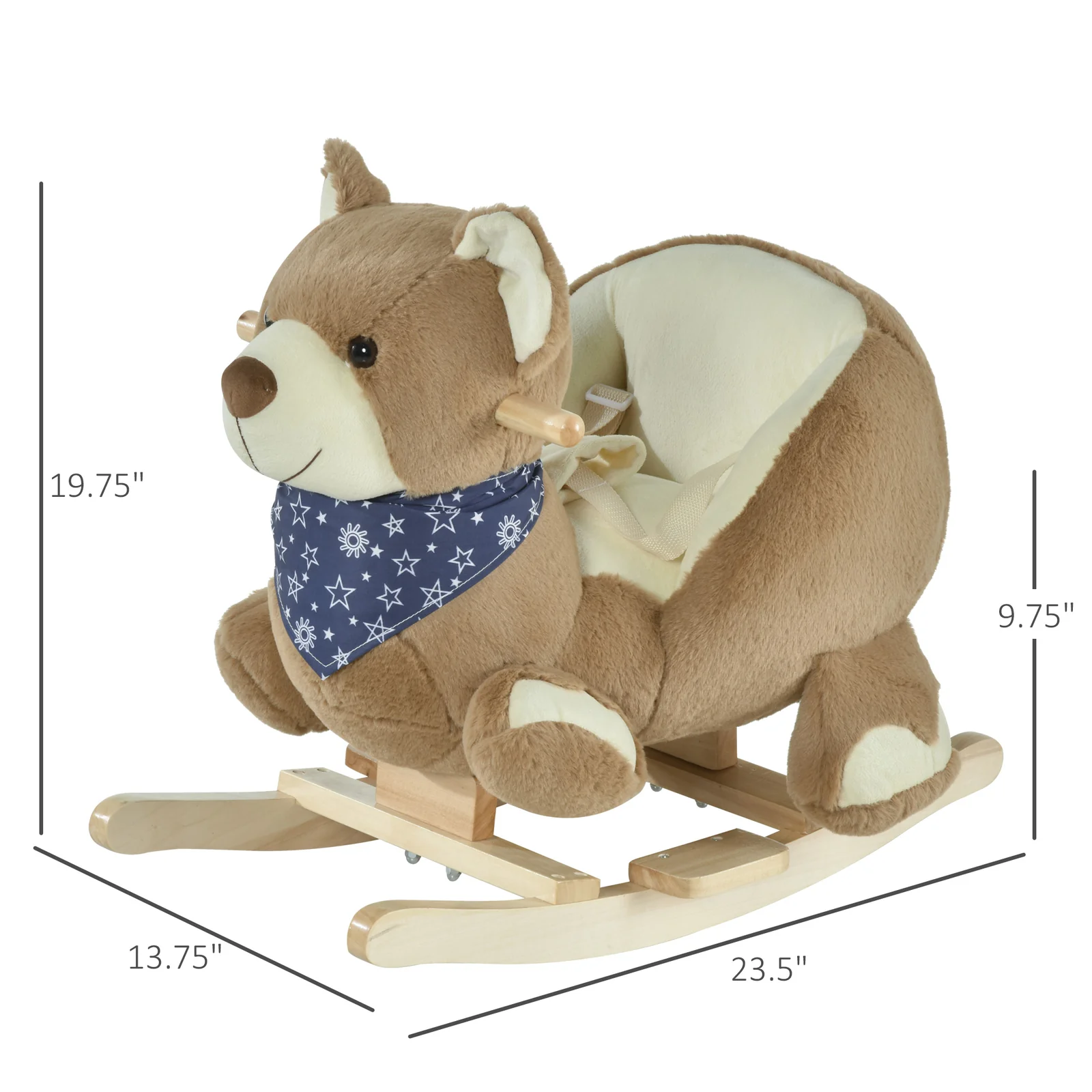 Deluxe Baby Rocking Horse with Lullaby, Bear-Themed Animal Ride-On Toy - Image 10